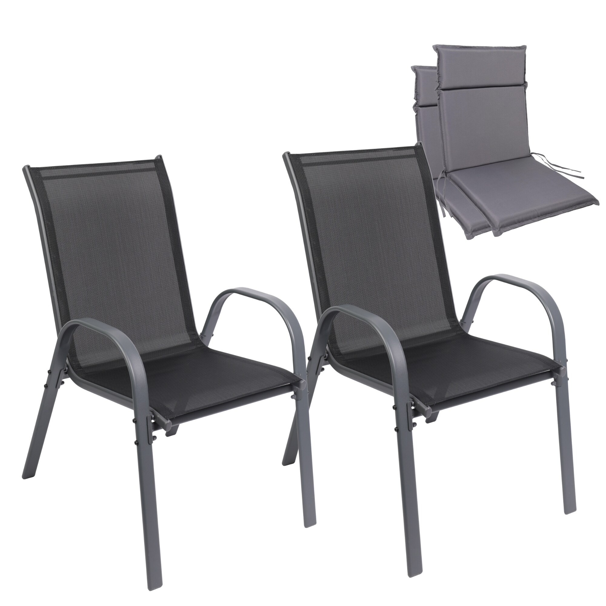 Albatros Gartenst&uuml;hle 2er Set Kuba mit Sitzauflage &ndash; Gartenst&uuml;hle Stapelbar mit robustem Metallgestell und hoher Belastbarkeit &ndash; Bequeme Stapelst&uuml;hle auch als Terrassenst&uuml;hle 