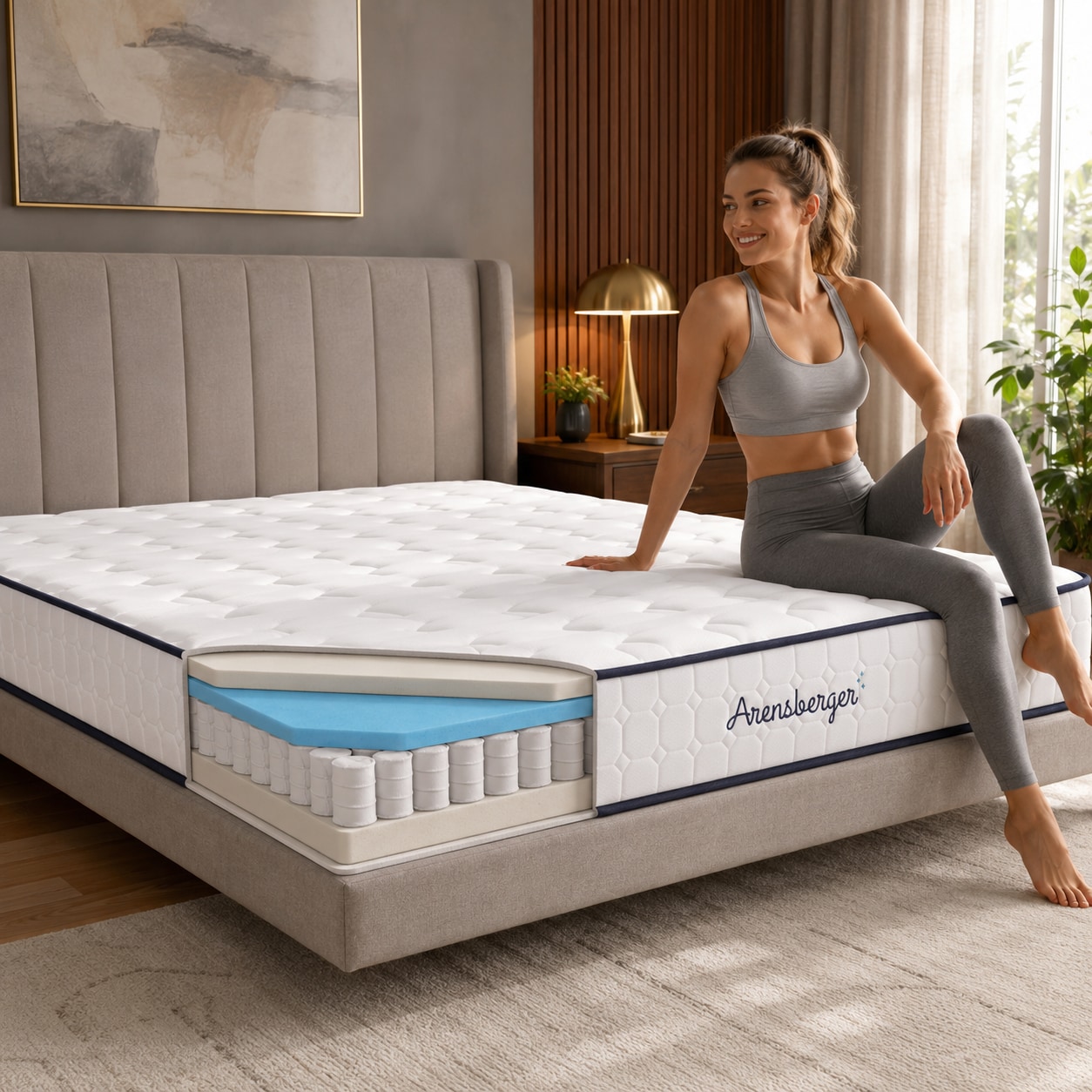 Arensberger LENA SPORT Taschenfederkernmatratze 120 x 200 cm 21cm Sportmatratze H3 Memoryschaum & Kaltschaum Ergonomisch Atmungsaktiv