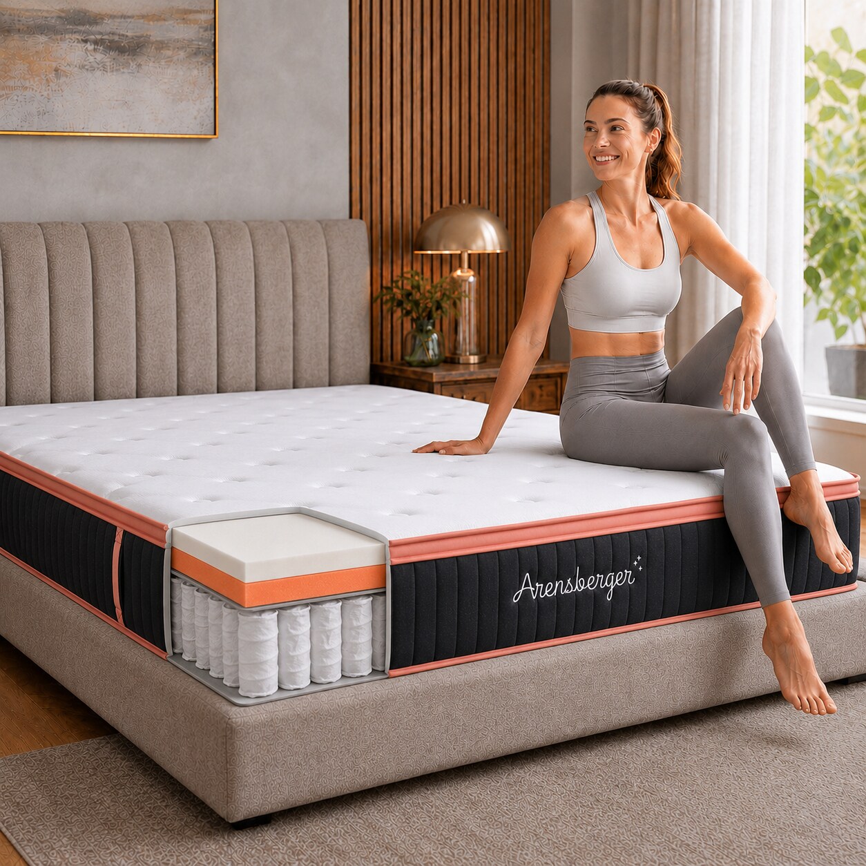Arensberger Kupfermatratze mit Federkern & Kupferschaum + integrierter Topper 160x200 cm Höhe 25cm Härtegrad H3/ H4 Taschenfederkern Matratze Rollmatratze ergonomisch