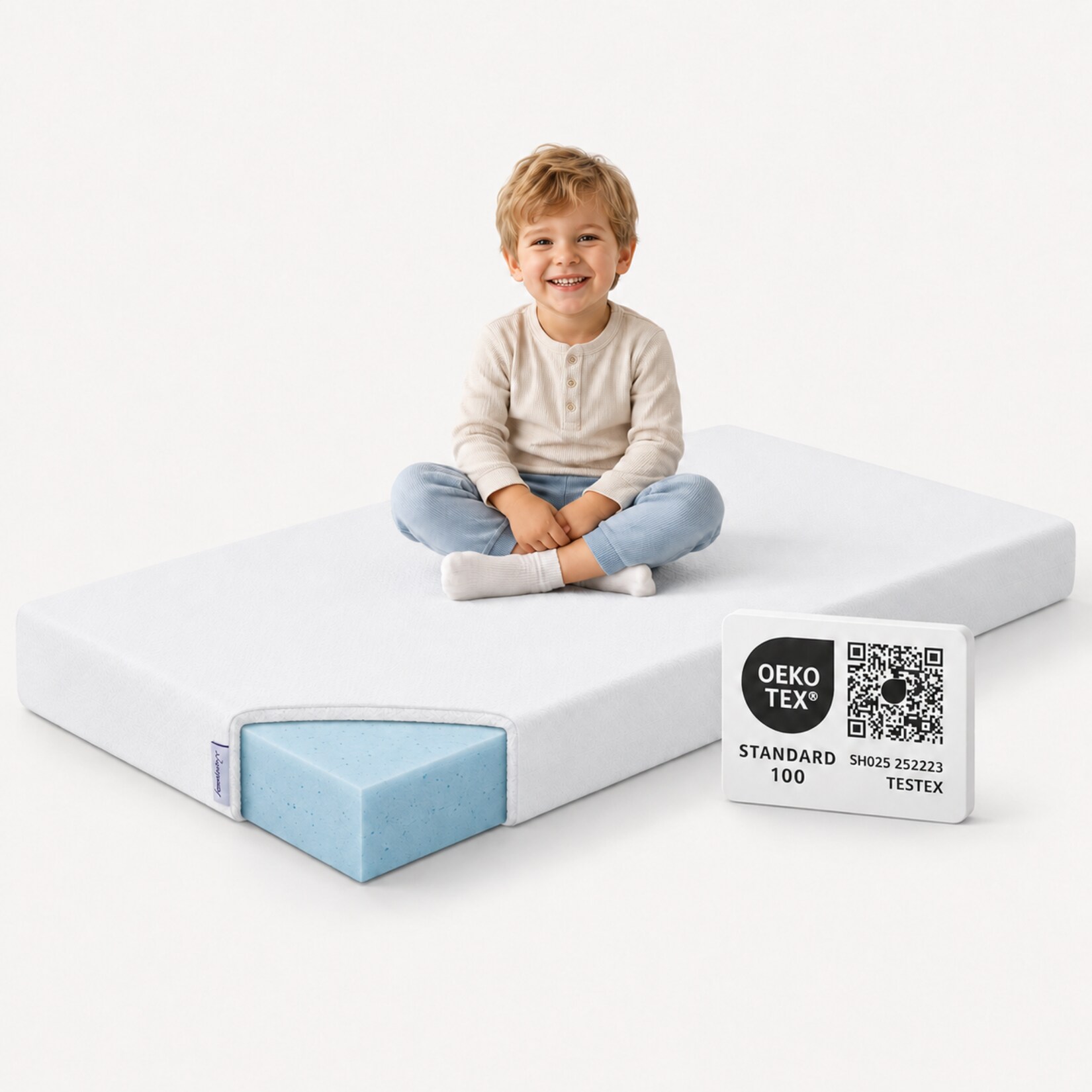 Arensberger Kindermatratze Babymatratze NORA   80x160cm   Bezug waschbar & abnehmbar   punktelastischer Gelschaum   Jugendmatratze, allergikerfreundlich premium Bezug