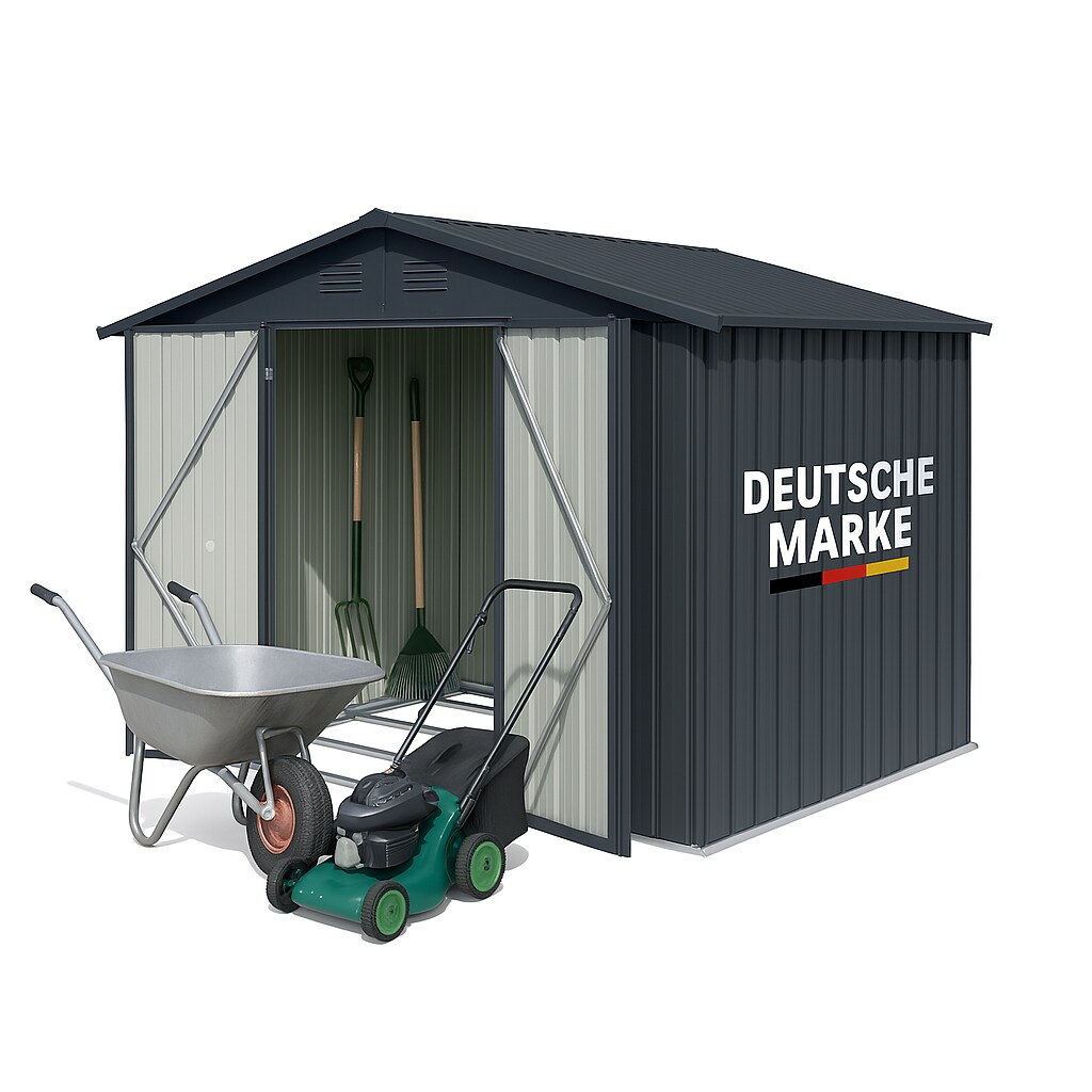 Albatros Profi Ger&auml;tehaus XL &ndash; verzinktes Metall in Anthrazit (RAL 7016) | 259x189x192cm, 9,4m&sup3; | Inkl. Schloss & Werkzeughaken | wetterfest 
