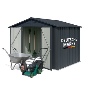Albatros Profi Gerätehaus XL – verzinktes Metall in Anthrazit (RAL 7016) | 259x189x192cm, 9,4m³ | Inkl. Schloss & Werkzeughaken | wetterfest 