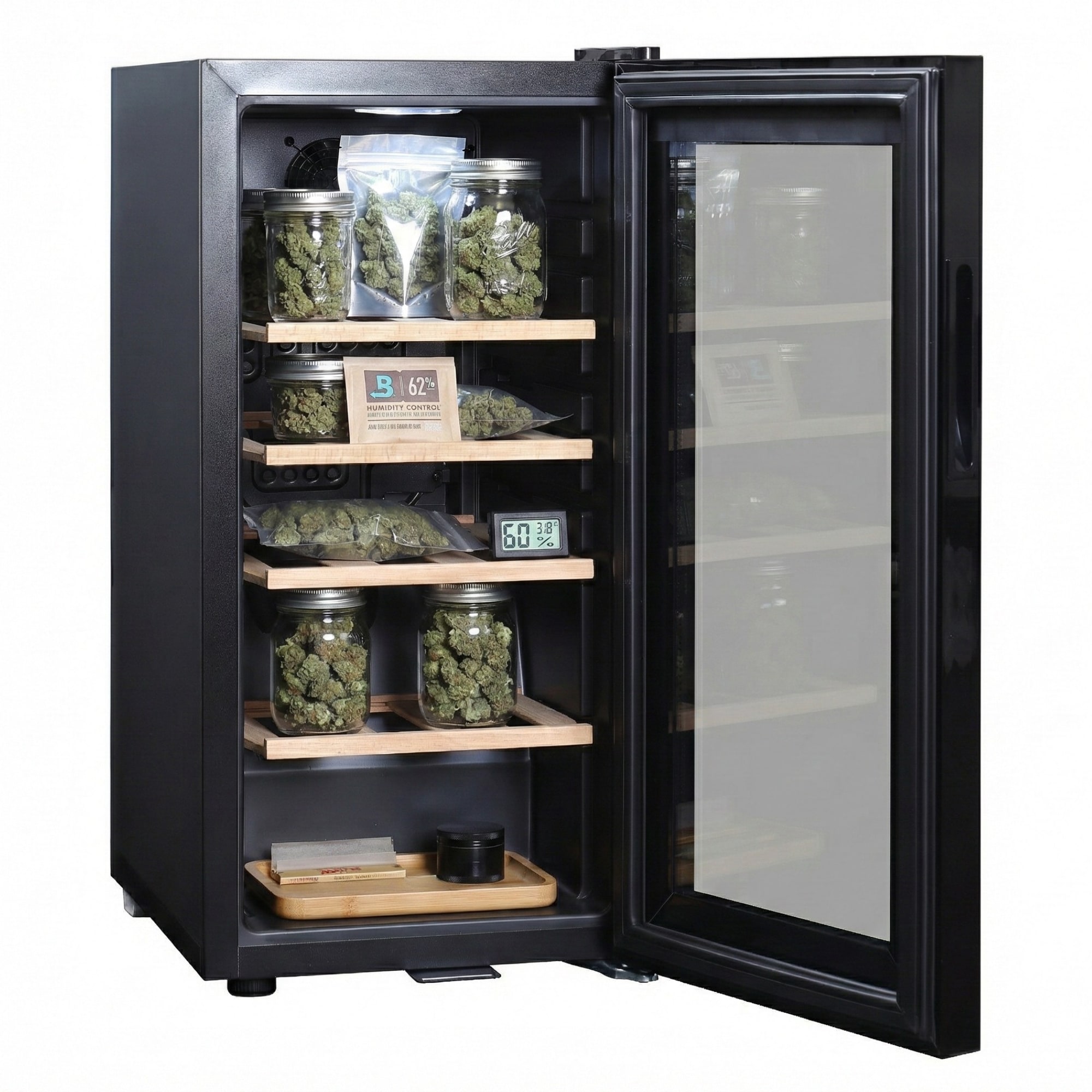 Sommertal WK 50 Weink&uuml;hlschrank &ndash; 15 Flaschen, 5&ndash;20&nbsp;&deg;C einstellbar, abschlie&szlig;bar, LED-Beleuchtung, Glast&uuml;r, Touchscreen, 4 Holz-Einlegeb&ouml;den, leise & energiesparend 