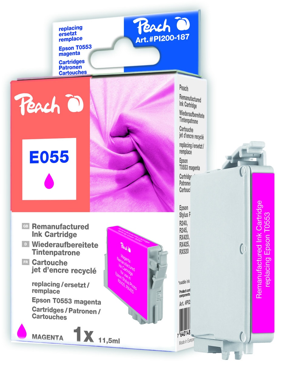 Peach E553 m Druckerpatrone ma ersetzt Epson T0553 m, C13T05534010 f&uuml;r z.B. Epson Stylus Photo R 240, Epson Stylus Photo R 245 (wiederaufbereitet) - Bild 1