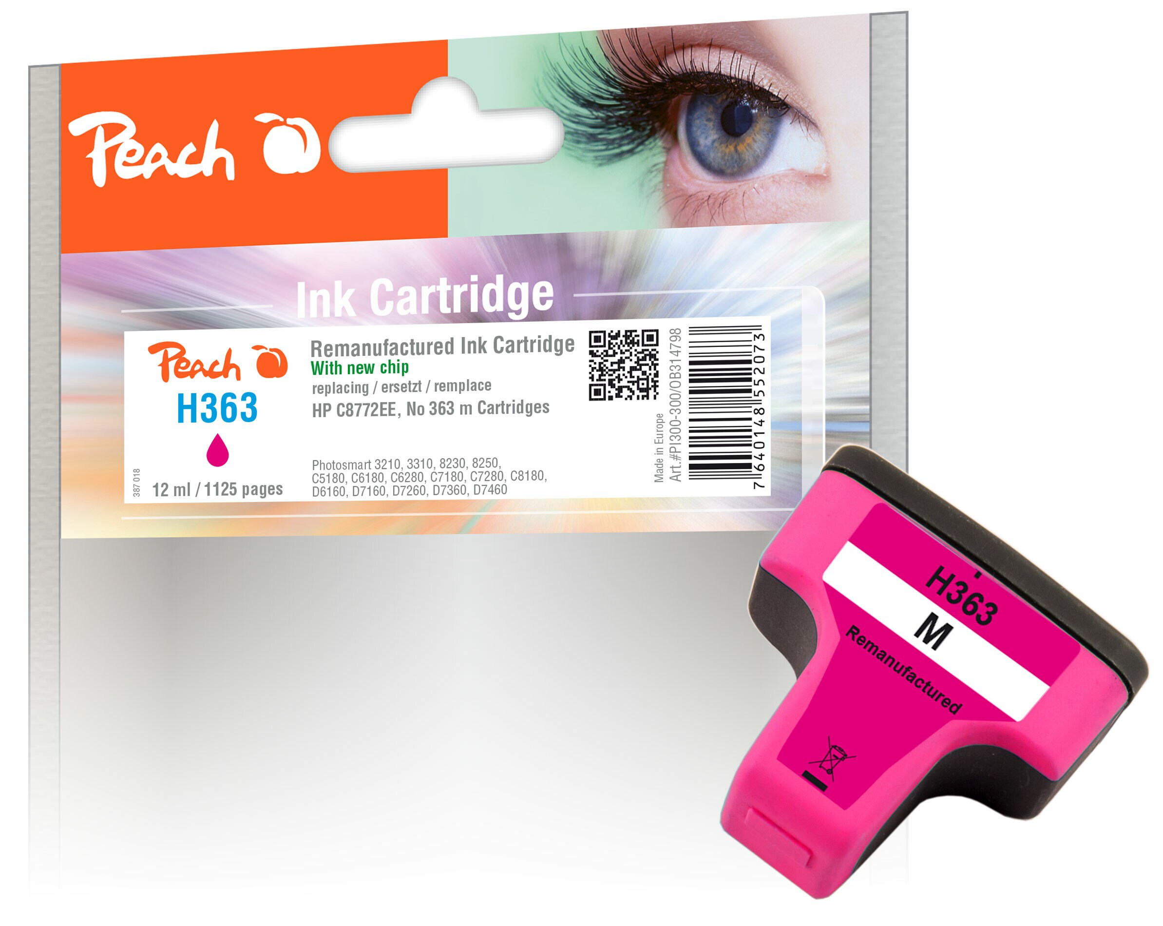 Peach HP 363 m Druckerpatrone XL ma ersetzt HP No. 363 m, C8772EE f&uuml;r z.B. HP PhotoSmart 3100, HP PhotoSmart 3108, HP PhotoSmart 3110 (wiederaufbereitet) - Bild 1
