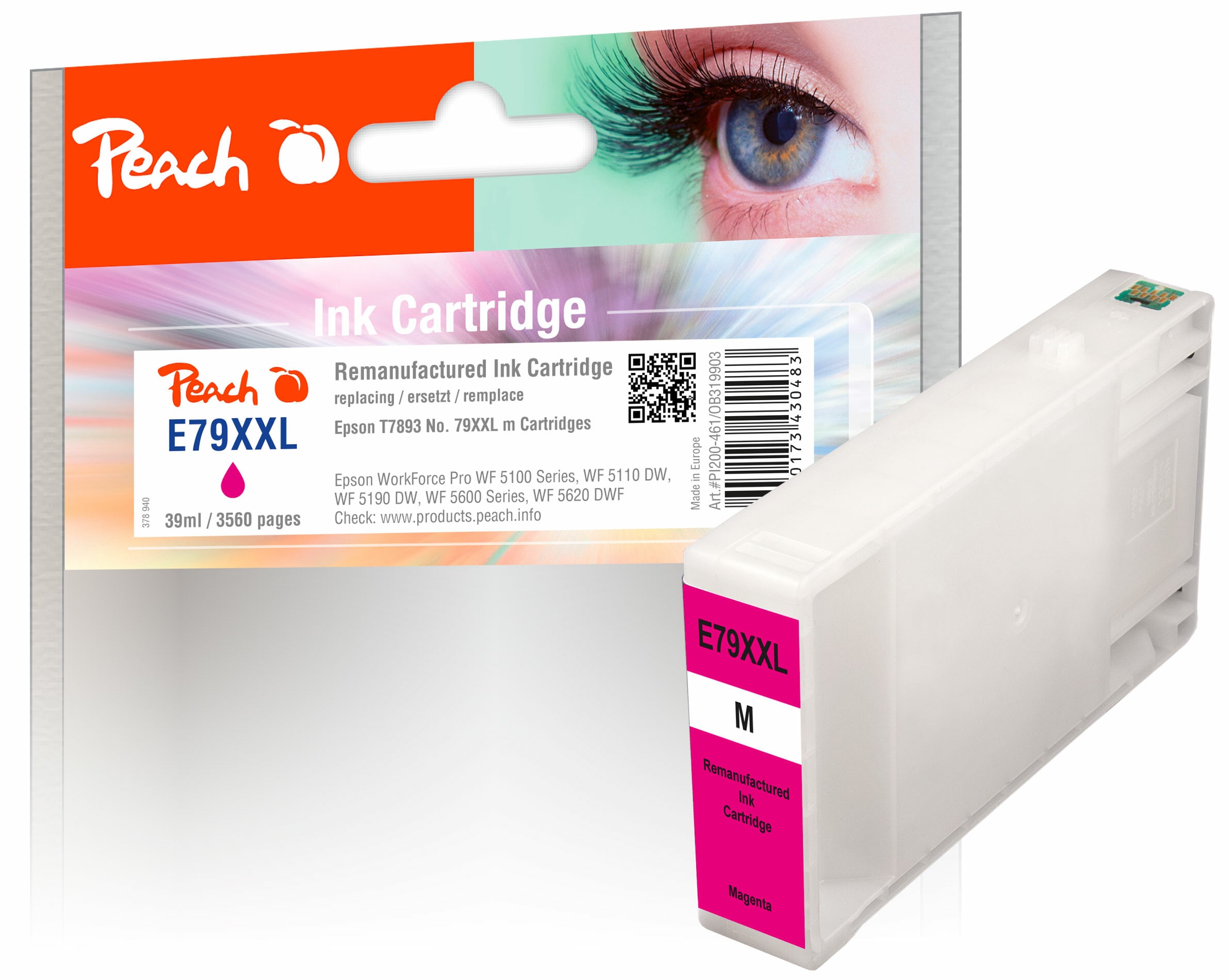 Peach E79 XXLm Druckerpatrone XXL ma ersetzt Epson No. 79XXL m, C13T78934010 f&uuml;r z.B. Epson WorkForce Pro WF -5100, Epson WorkForce Pro WF -5110 DW (wiederaufbereitet) - Bild 1