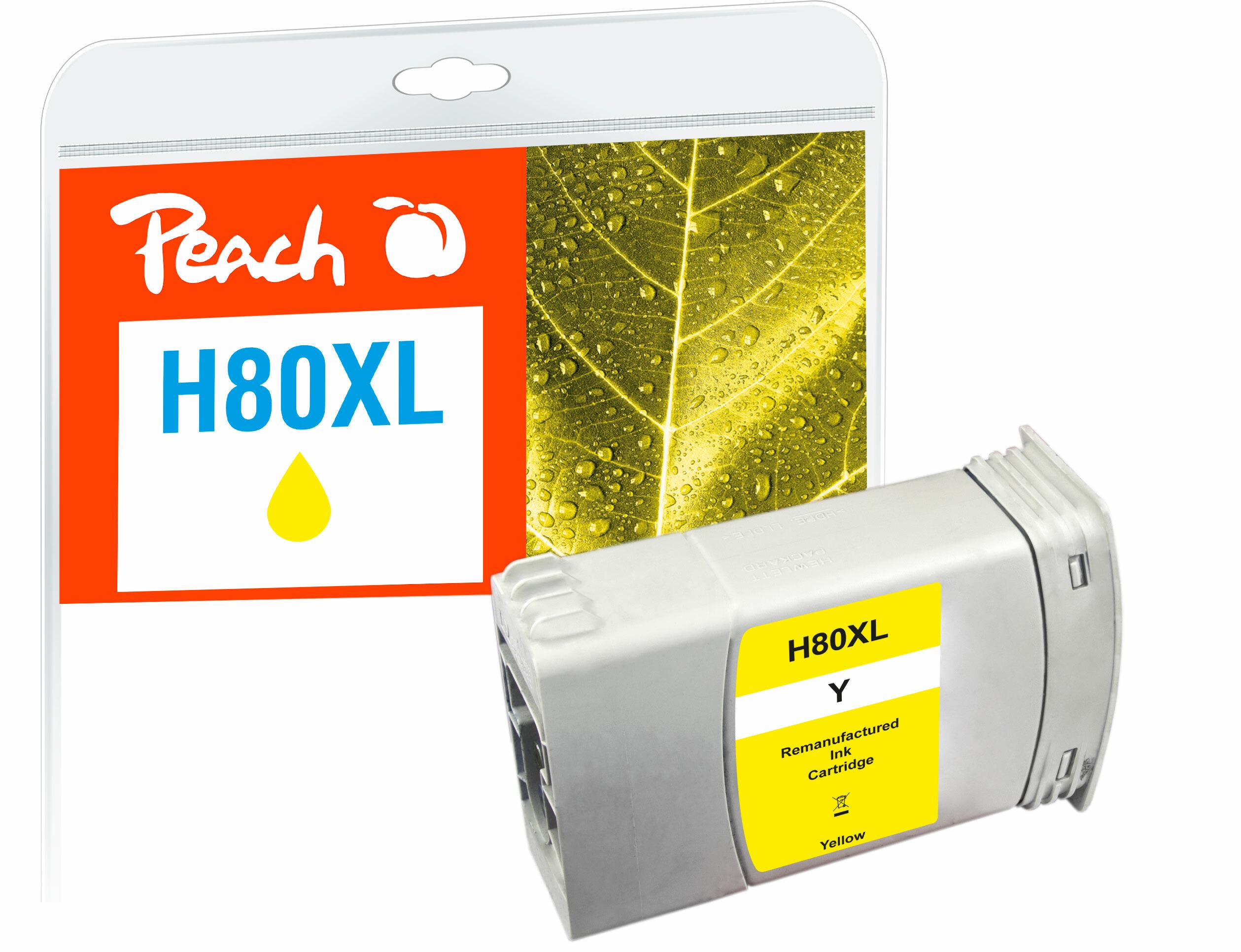 Peach HP 80  Druckerpatrone XL ye ersetzt HP 80XL Y, C4848A f&uuml;r z.B. HP DesignJet 1050 C, HP DesignJet 1050 C Plus, HP DesignJet 1055 CM (wiederaufbereitet) - Bild 1