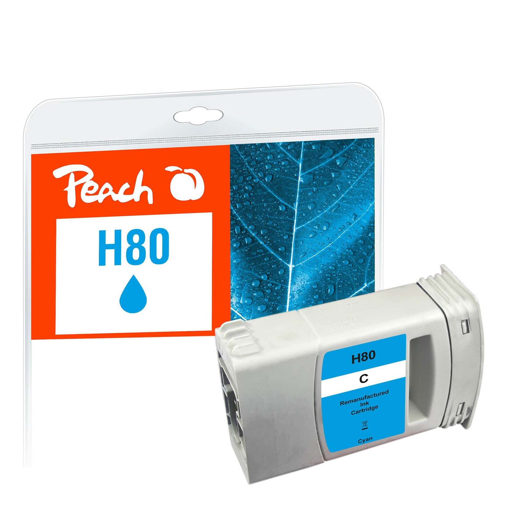 REFURBISHED &ndash; Peach HP 80  Druckerpatrone Toner cy ersetzt HP 80 C, C4872A f&uuml;r z.B. HP DesignJet 1050 C, HP DesignJet 1050 C Plus, HP DesignJet 1055 CM (wiederaufbereitet) - Bild 1