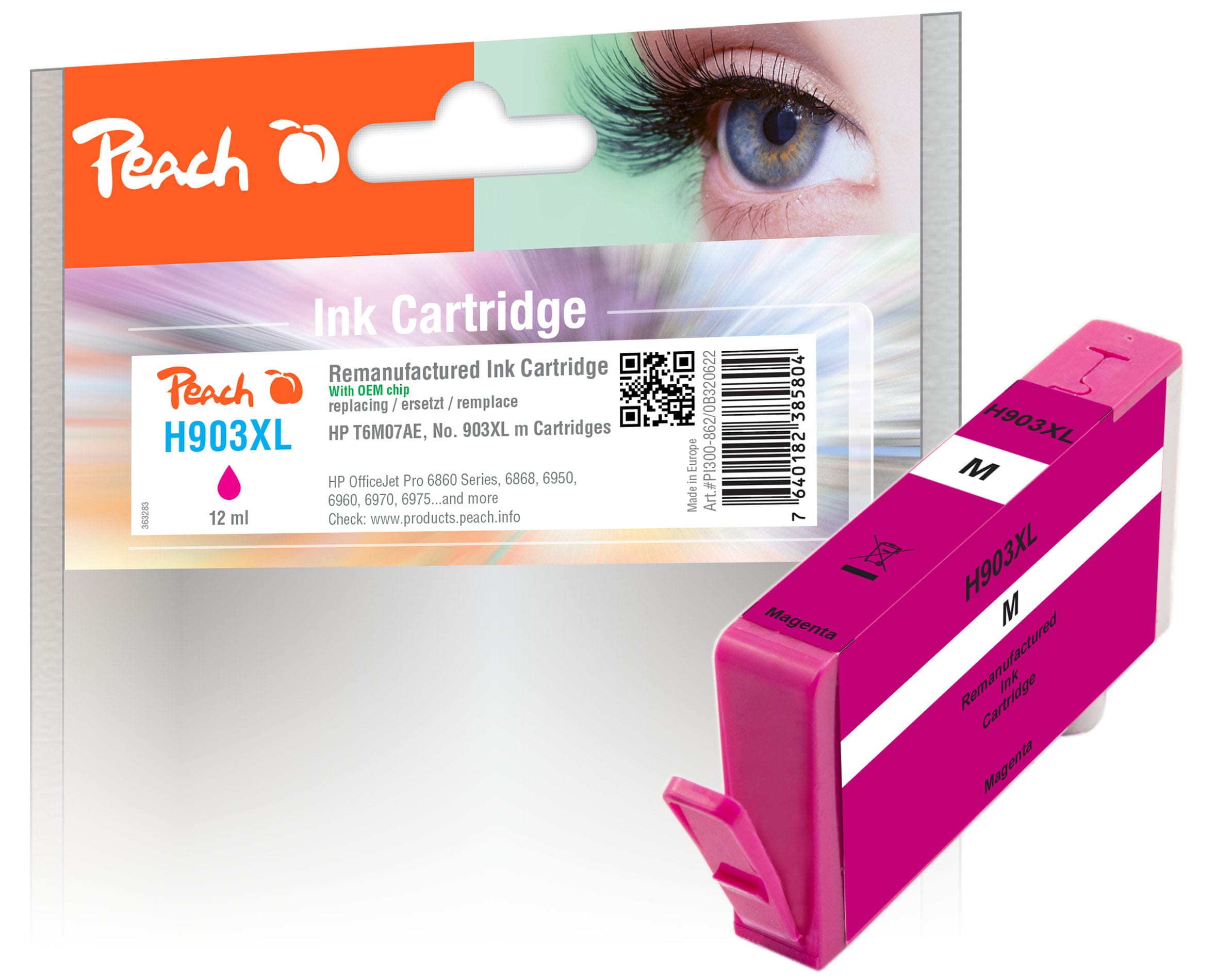 Peach HP 903 XLm Druckerpatrone XL ma ersetzt HP No. 903XL m, T6M07AE f&uuml;r z.B. HP OfficeJet Pro 6970, HP OfficeJet Pro 6960, HP OfficeJet 6950 (wiederaufbereitet) - Bild 1