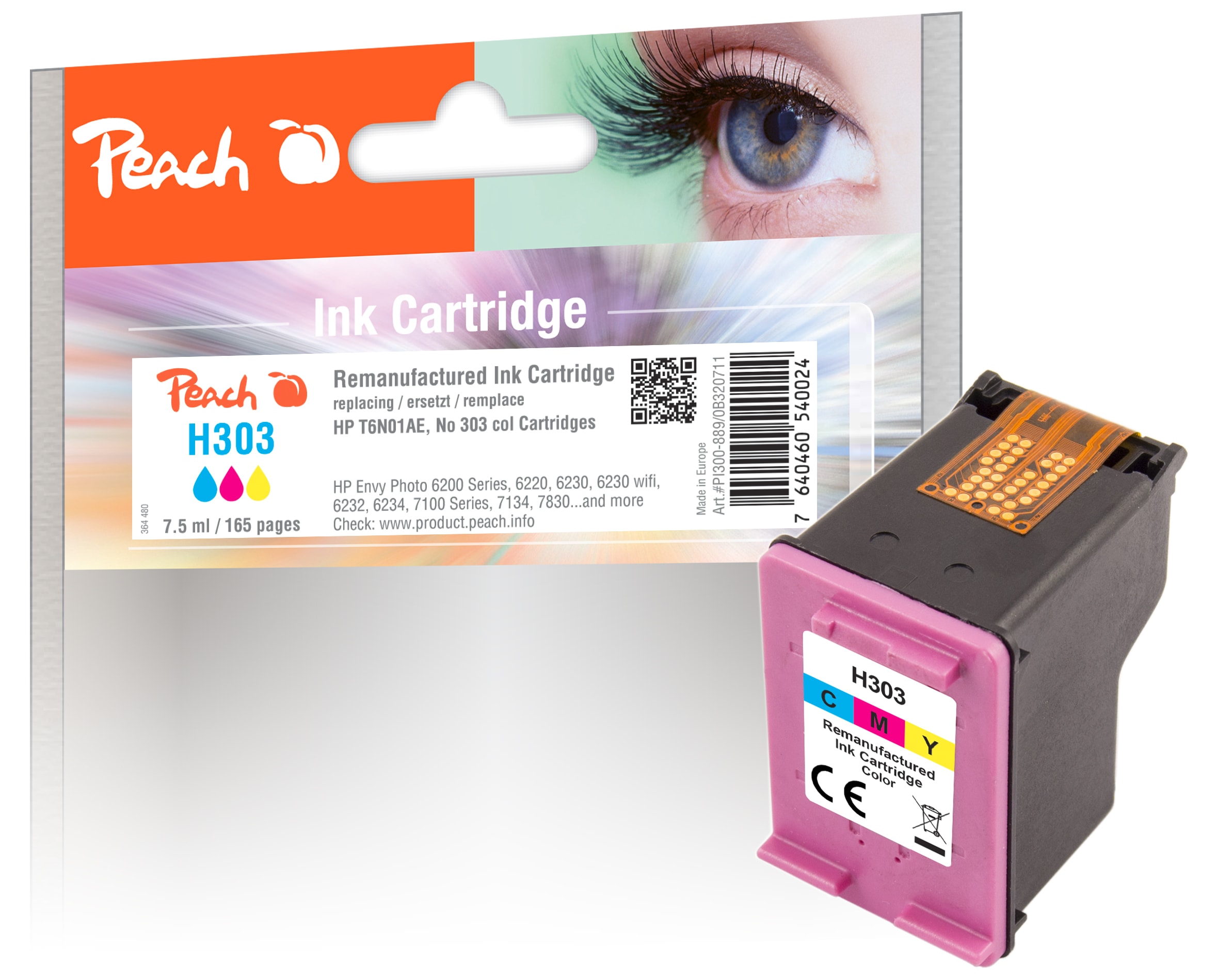 Peach HP 303 C Druckkopf col ersetzt HP No. 303 C, T6N01AE f&uuml;r z.B. HP Envy Inspire 7900, HP Envy Photo 6230, HP Envy Photo 7134, HP Envy Photo 7830 (wiederaufbereitet) - Bild 1