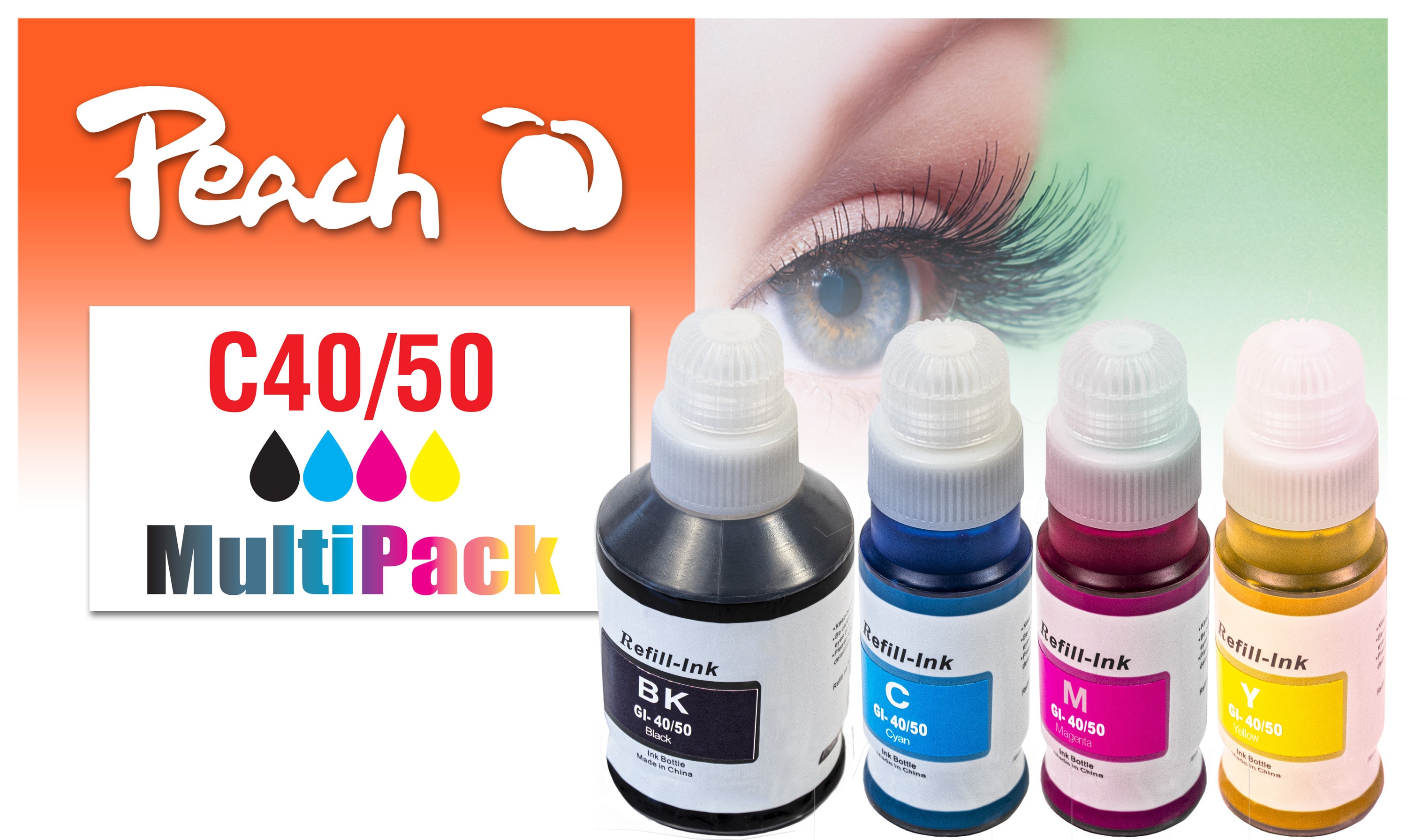 Peach C40  4 Druckerpatronen (bk, c/m/y) ersetzt GI-40, GI-50 - Bild 1