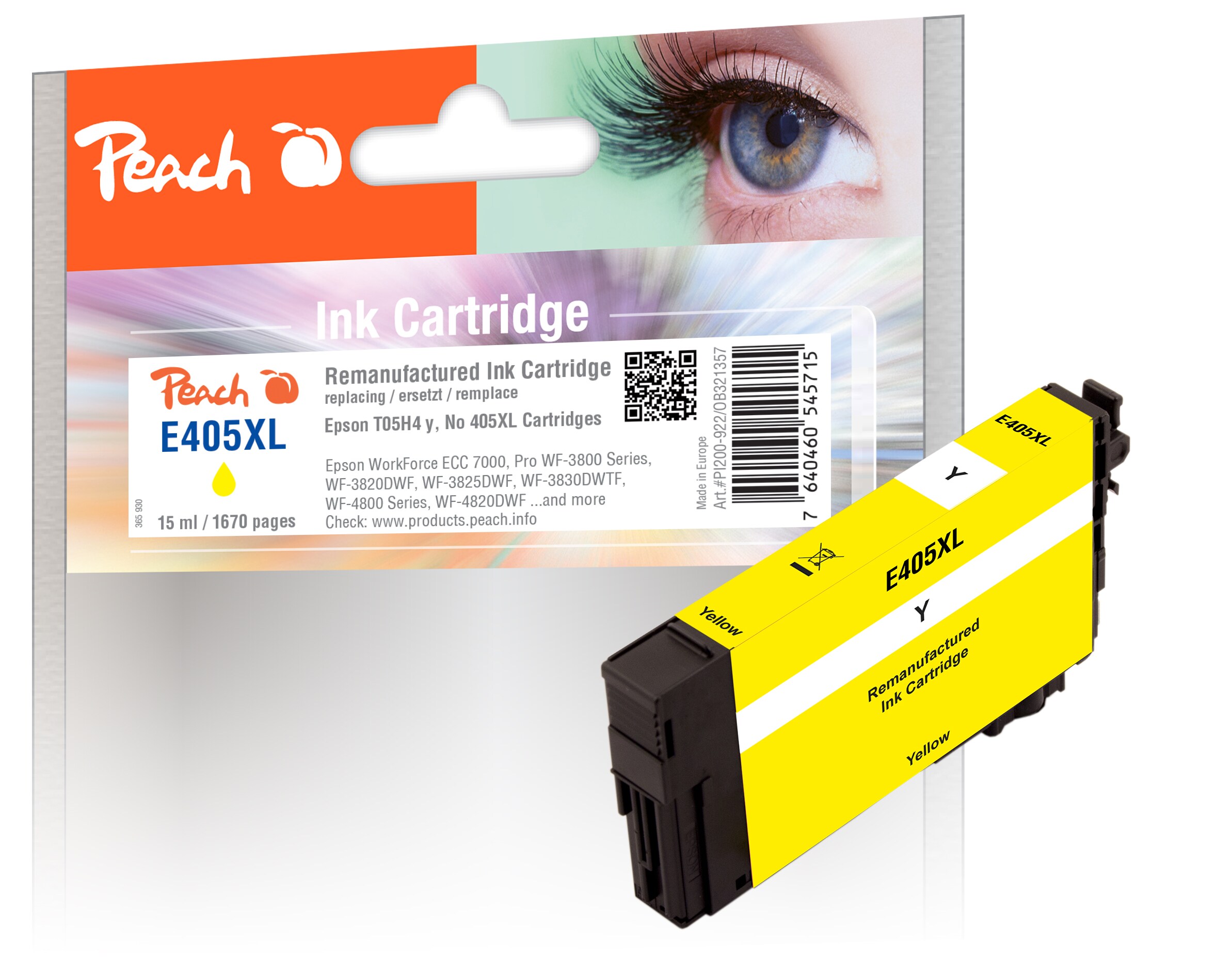 Peach Tintenpatrone gelb kompatibel zu Epson T05H4, No. 405XL y, C13T05H44010 (wiederaufbereitet) - Bild 1