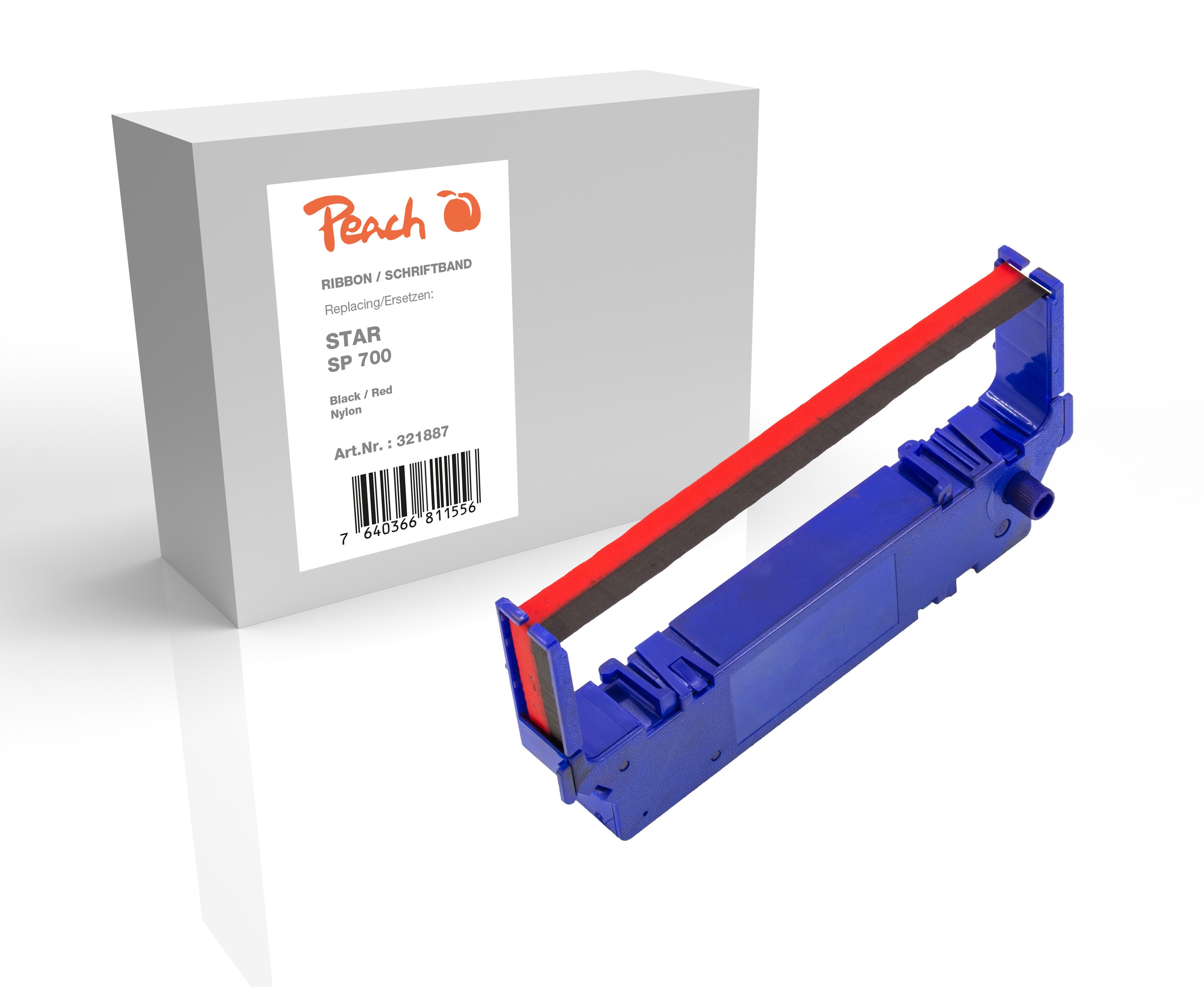 Peach Farbbandkassette kompatibel zu Star SP 700, schwarz/rot, Nylon Star - Bild 1