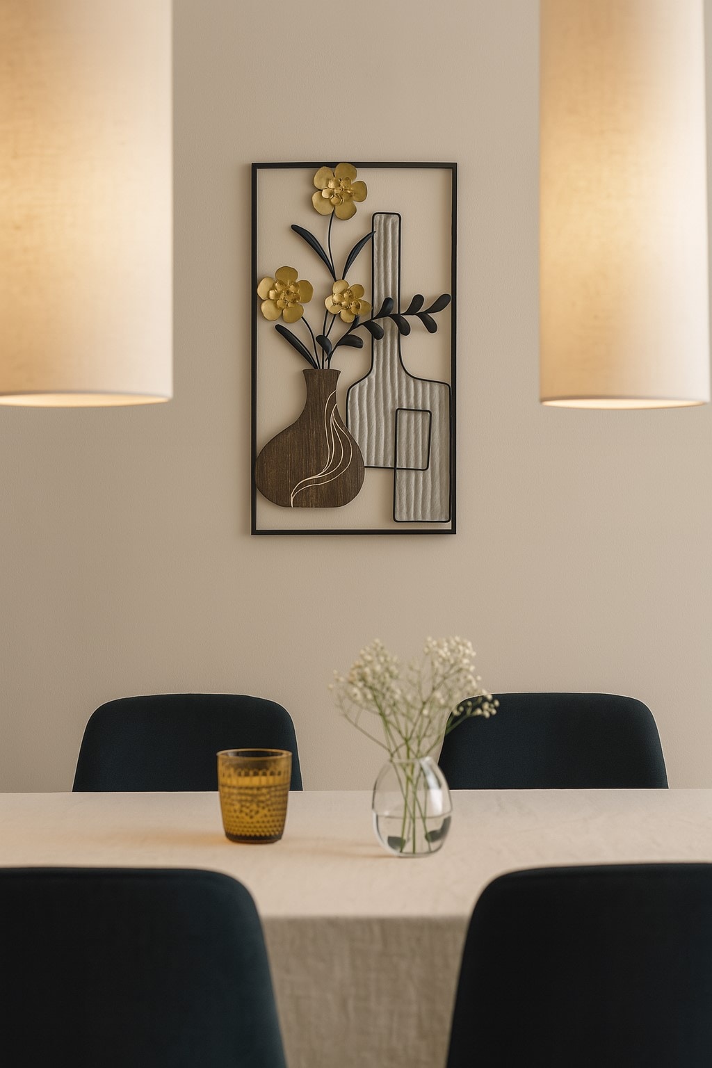 m&ouml;bel direkt online Wanddekoobjekt Vase mit Strau&szlig; schwarz 