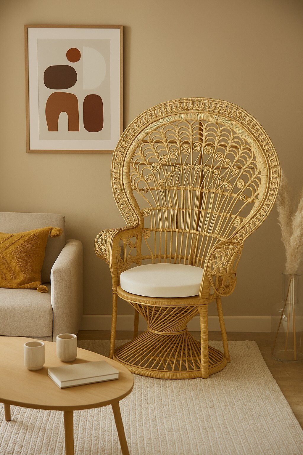 m&ouml;bel direkt online Rattansessel Pfauenthron mit Sitzkissen 