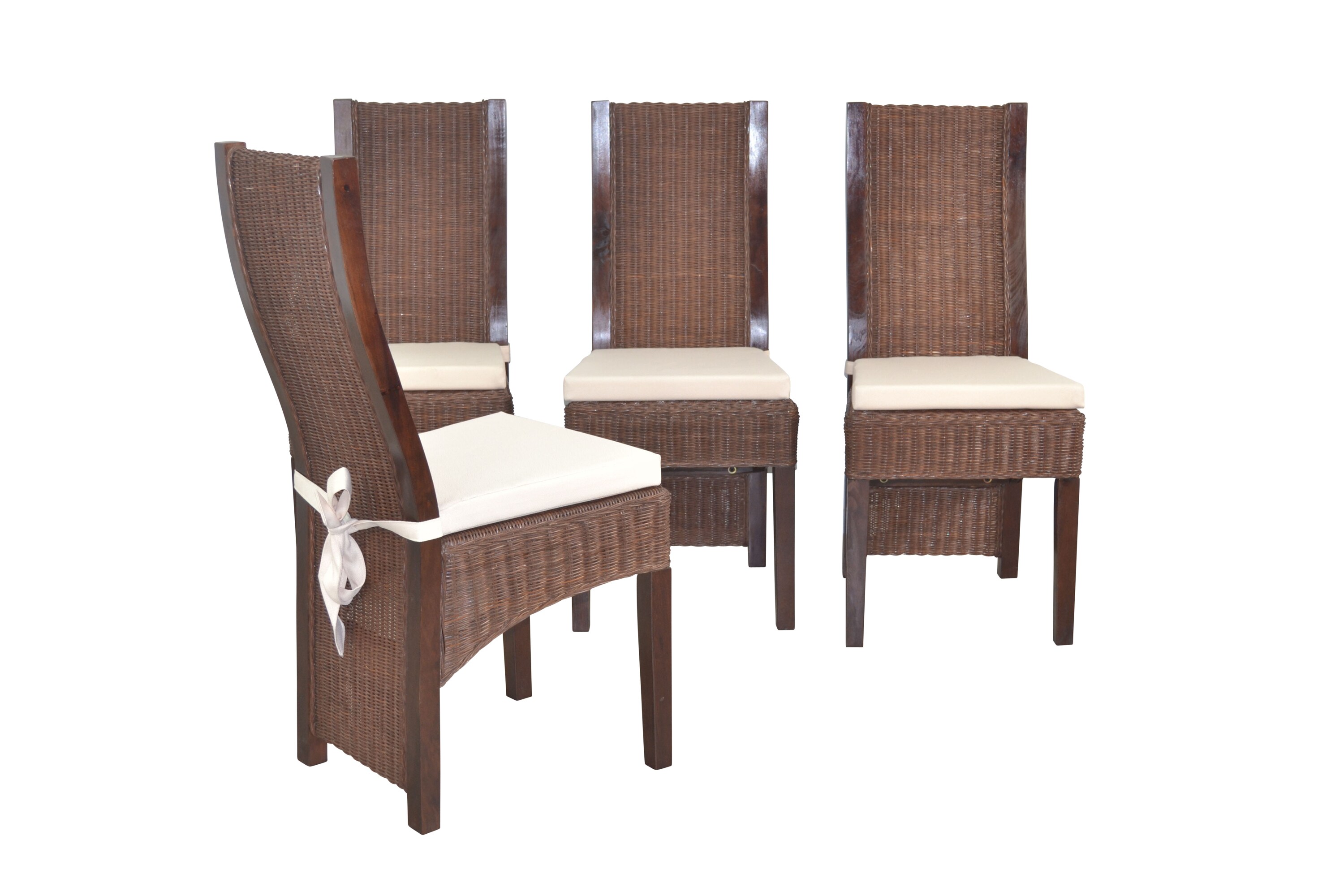 m&ouml;bel direkt online Rattanstuhl 4er-Set mit Sitzkissen 