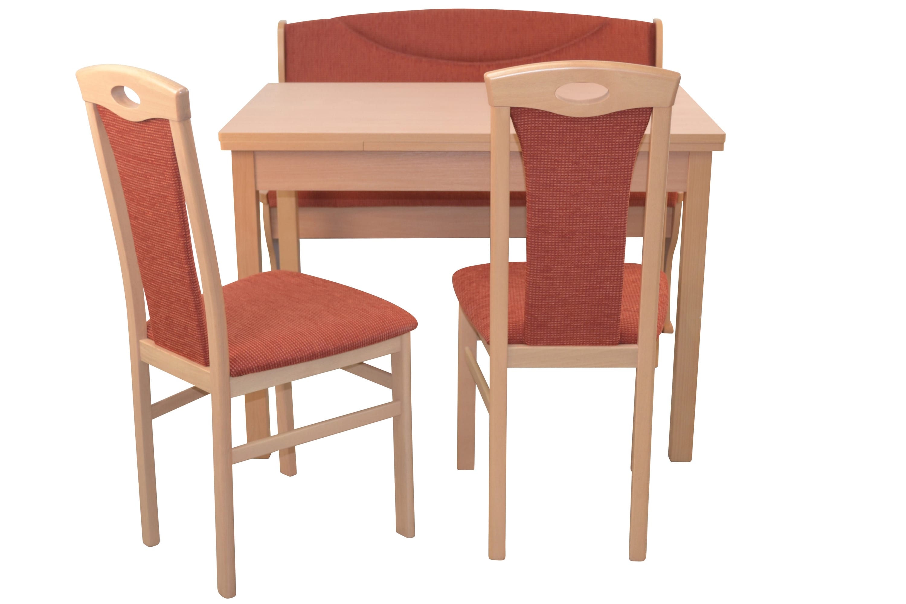 m&ouml;bel direkt online Sitzgruppe 4tlg. mit Esstisch 104x67 cm buche natur-nuss dunkel 