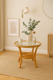 möbel direkt online Rattantisch mit Glasplatte Karl 