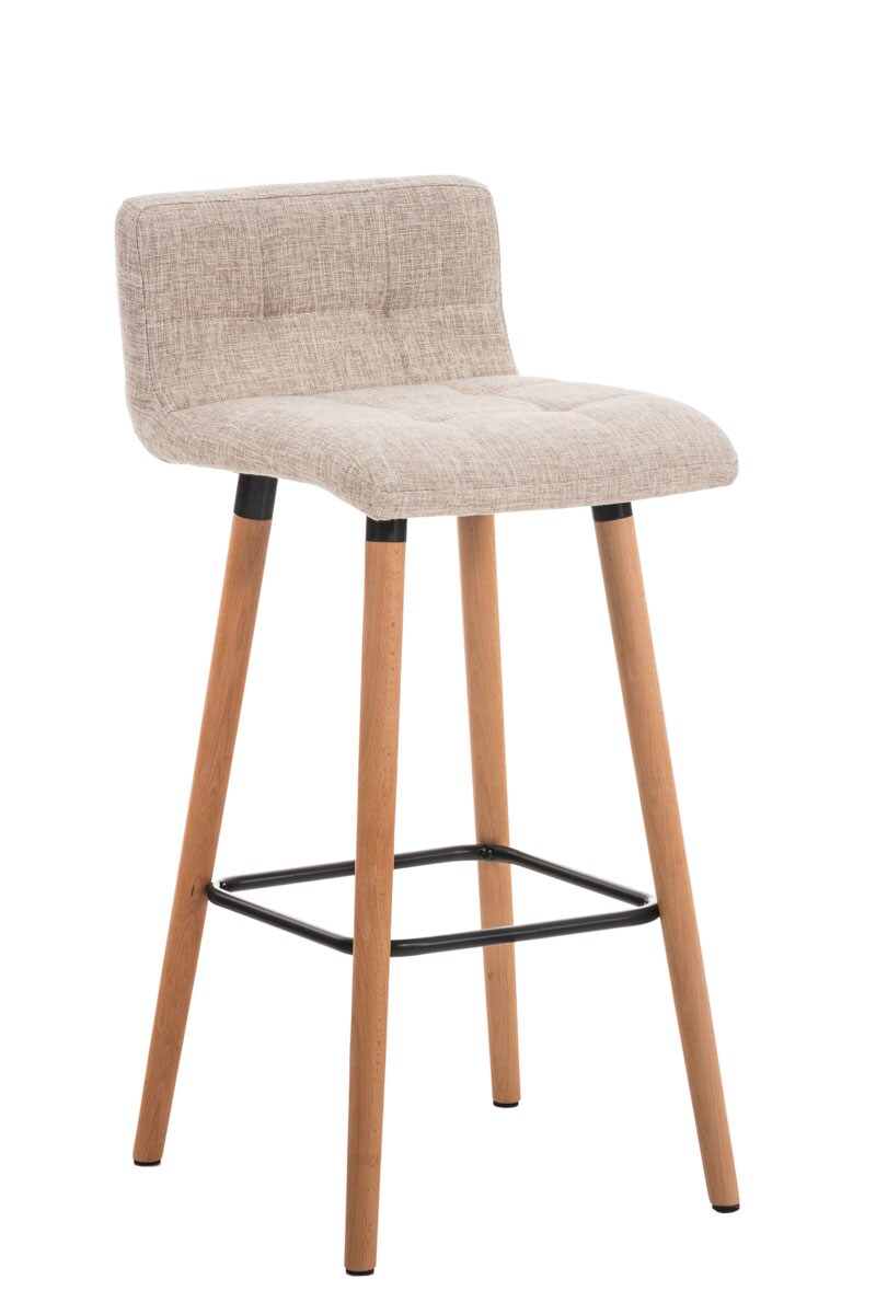 CLP Barhocker Lincoln mit Stoffbezug und Holzgestell I Thekenhocker mit Rückenlehne und Fußstütze I Barstuhl mit einer Sitzhöhe von: 75 cm