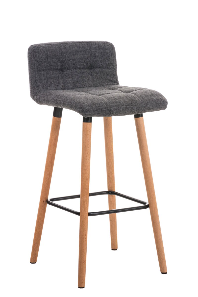 CLP Barhocker Lincoln mit Stoffbezug und Holzgestell I Thekenhocker mit Rückenlehne und Fußstütze I Barstuhl mit einer Sitzhöhe von: 75 cm