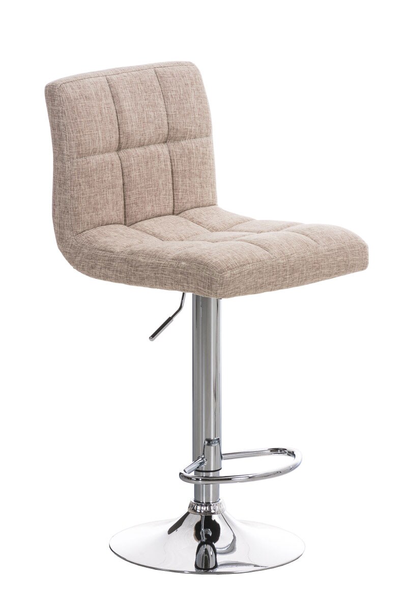 CLP Barhocker Peru Mit Stoffbezug I H&ouml;henverstellbarer Barstuhl Mit Lehne I Thekenhocker Mit Metallgestell In Chrom-Optik 