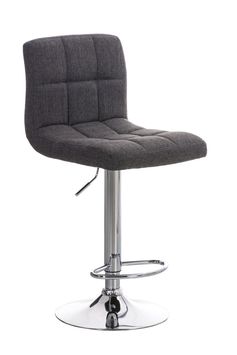 CLP Barhocker Peru Mit Stoffbezug I H&ouml;henverstellbarer Barstuhl Mit Lehne I Thekenhocker Mit Metallgestell In Chrom-Optik 