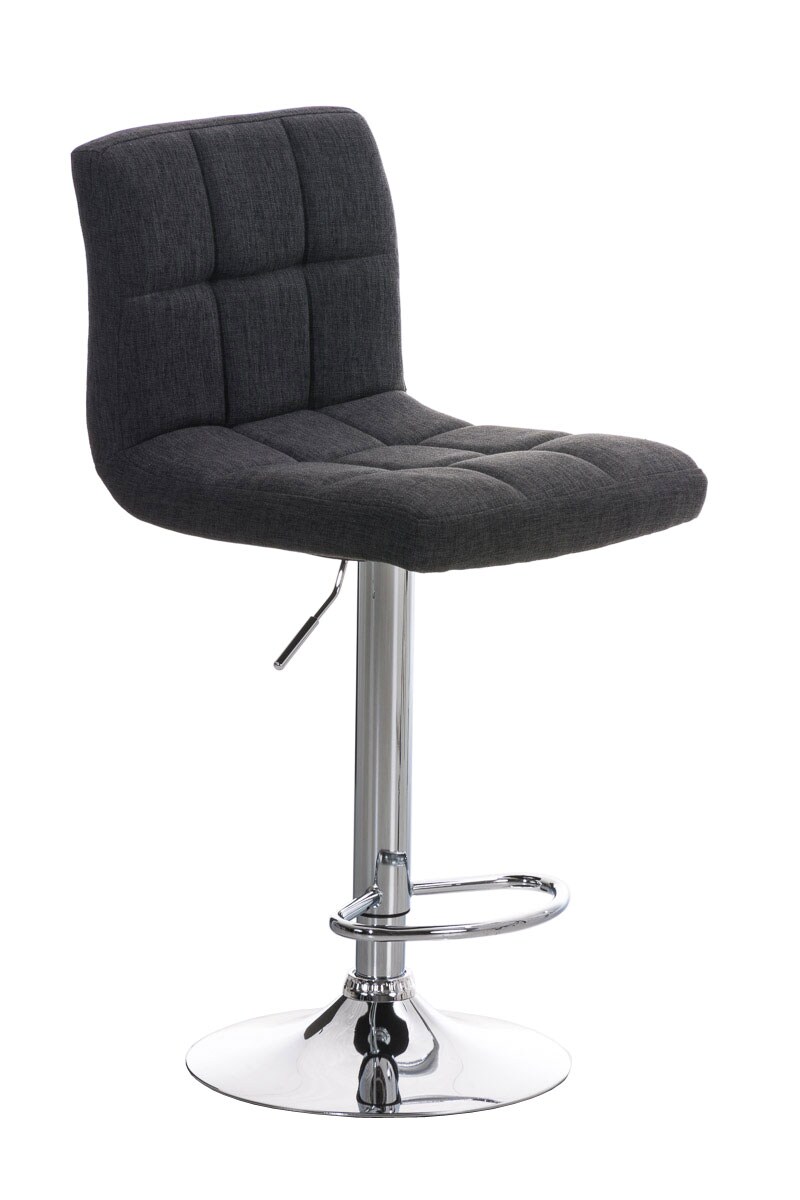 CLP Barhocker Peru Mit Stoffbezug I H&ouml;henverstellbarer Barstuhl Mit Lehne I Thekenhocker Mit Metallgestell In Chrom-Optik 
