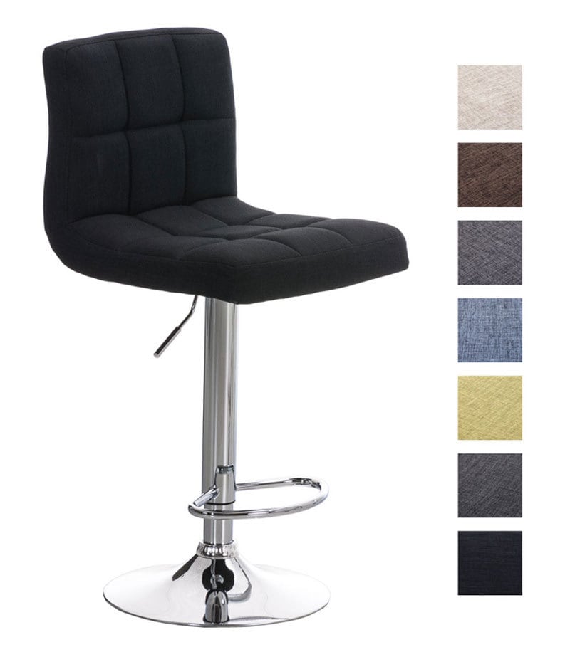 CLP Barhocker Peru Mit Stoffbezug I H&ouml;henverstellbarer Barstuhl Mit Lehne I Thekenhocker Mit Metallgestell In Chrom-Optik 