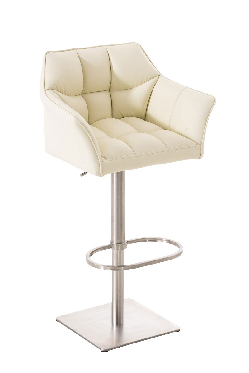 CLP Barhocker DAMASO mit Kunstlederbezug und hochwertiger Polsterung I Barstuhl mit Lehne I H&ouml;henverstellbarer Tresenstuhl mit Fu&szlig;st&uuml;tze 