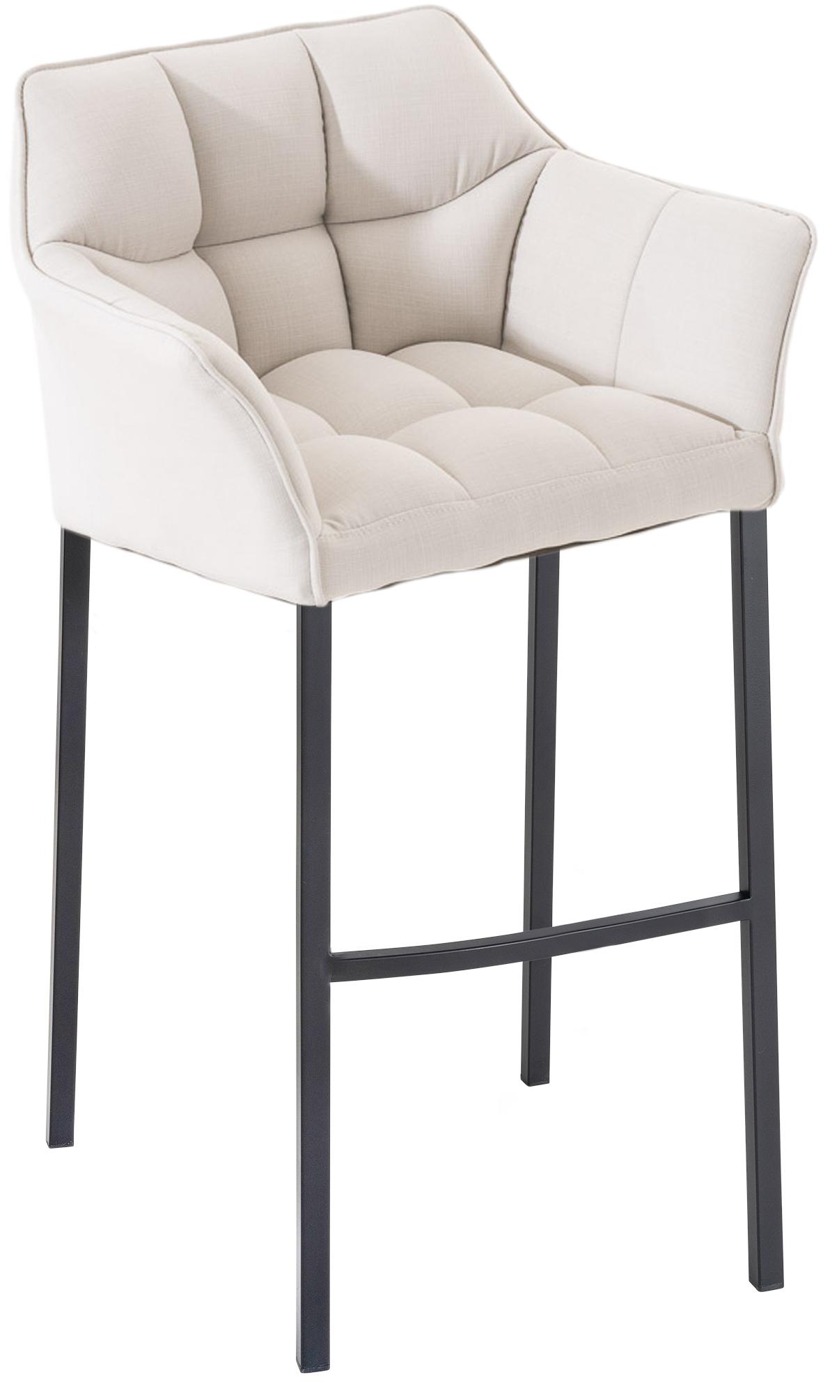 CLP Barhocker mit Lehne Damaso, Barstuhl gepolstert mit Stoffbezug, Vierfu&szlig;gestell aus Metall, Tresenhocker bis 240 kg belastbar 