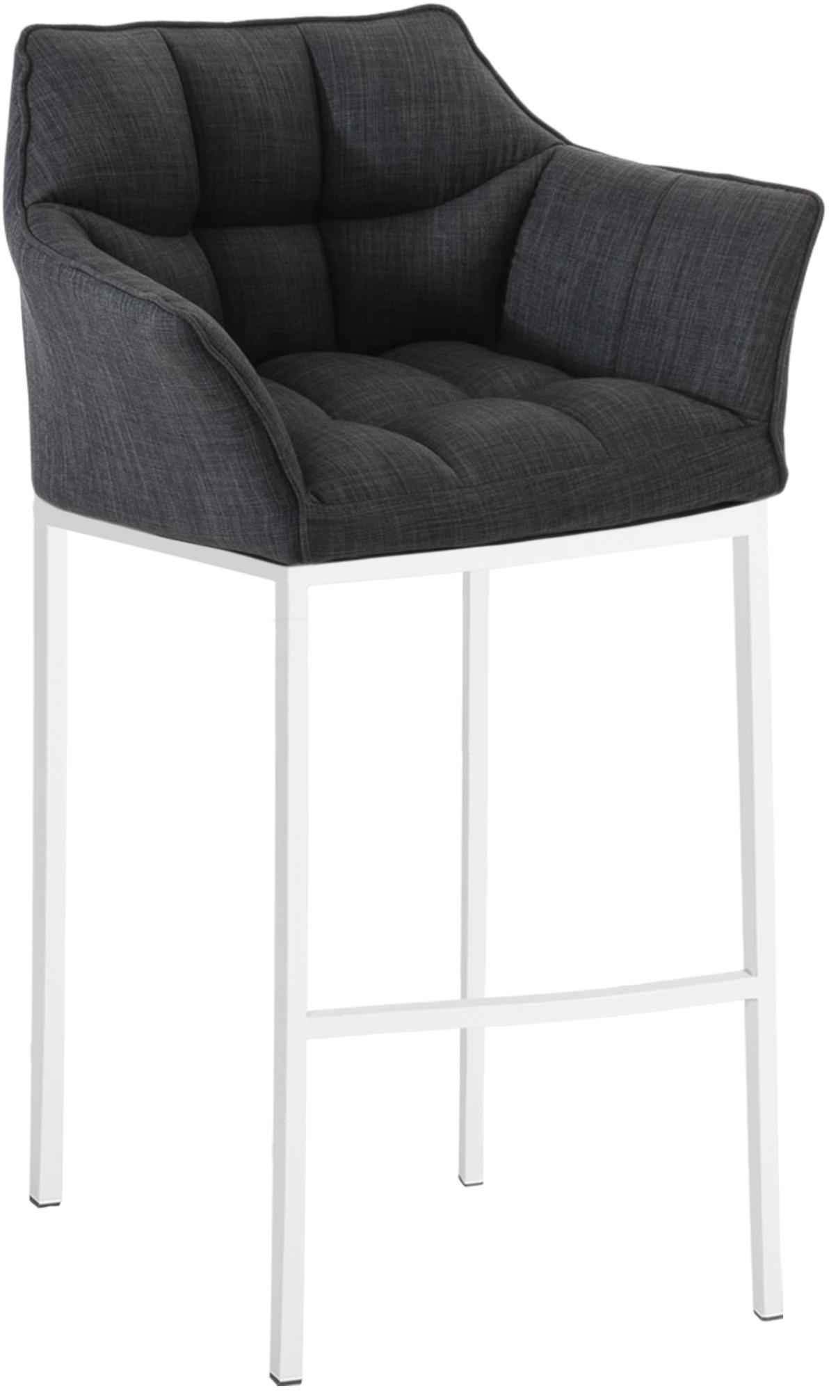 CLP Barhocker mit Lehne Damaso, Barstuhl gepolstert mit Stoffbezug, Vierfu&szlig;gestell aus Metall, Tresenhocker bis 240 kg belastbar 