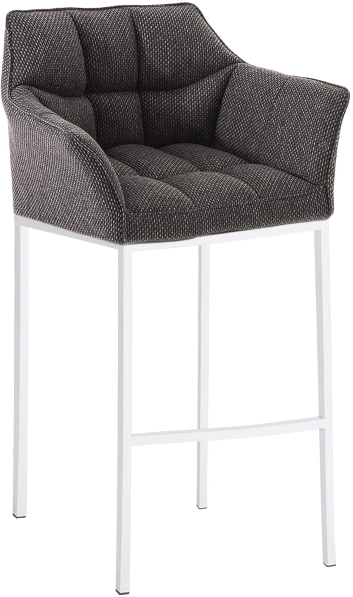 CLP Barhocker mit Lehne Damaso, Barstuhl gepolstert mit Stoffbezug, Vierfu&szlig;gestell aus Metall, Tresenhocker bis 240 kg belastbar 