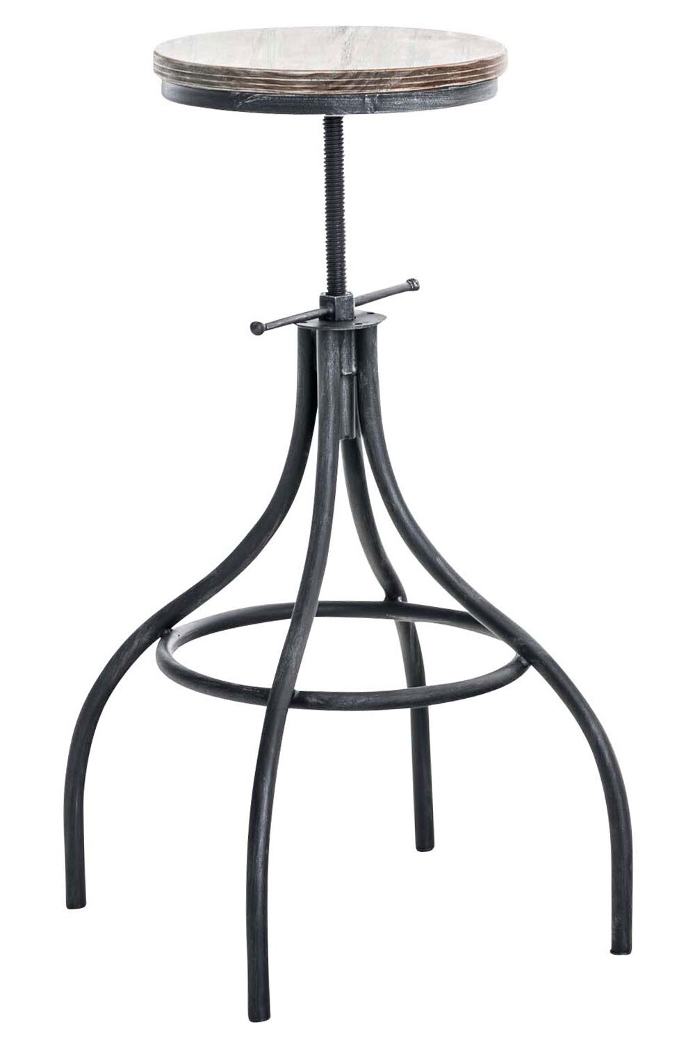 CLP Barhocker Jos I Sitzhocker Aus Metall Mit Holzsitz I H&ouml;henverstellbarer Thekenhocker 