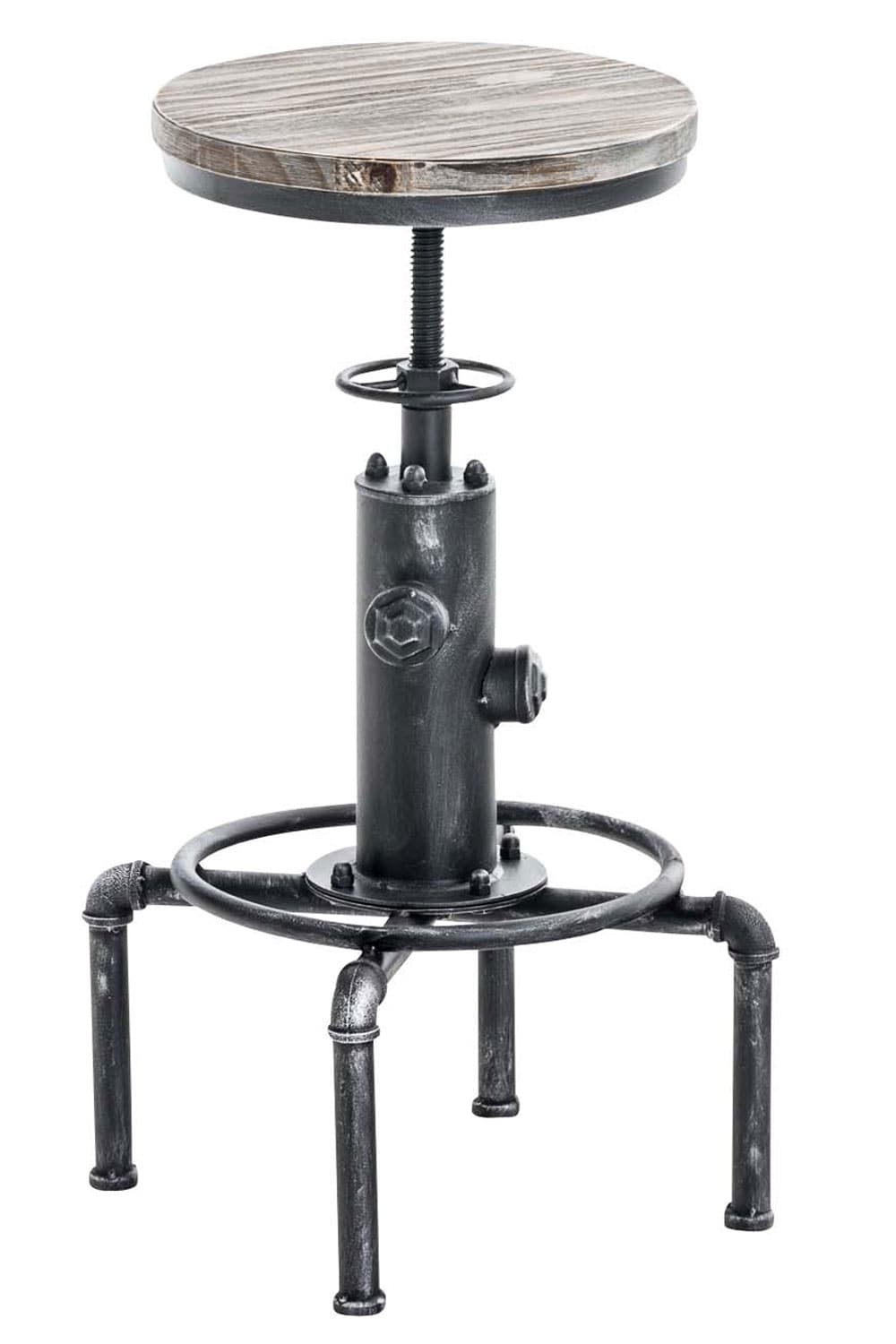 CLP Metall-Barhocker Lumos mit h&ouml;henverstellbarem Holzsitz I Thekenhocker mit Fu&szlig;st&uuml;tze I In verschiedenen Farben erh&auml;ltlich 