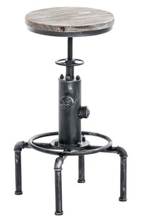 CLP Metall-Barhocker Lumos mit höhenverstellbarem Holzsitz I Thekenhocker mit Fußstütze I In verschiedenen Farben erhältlich 