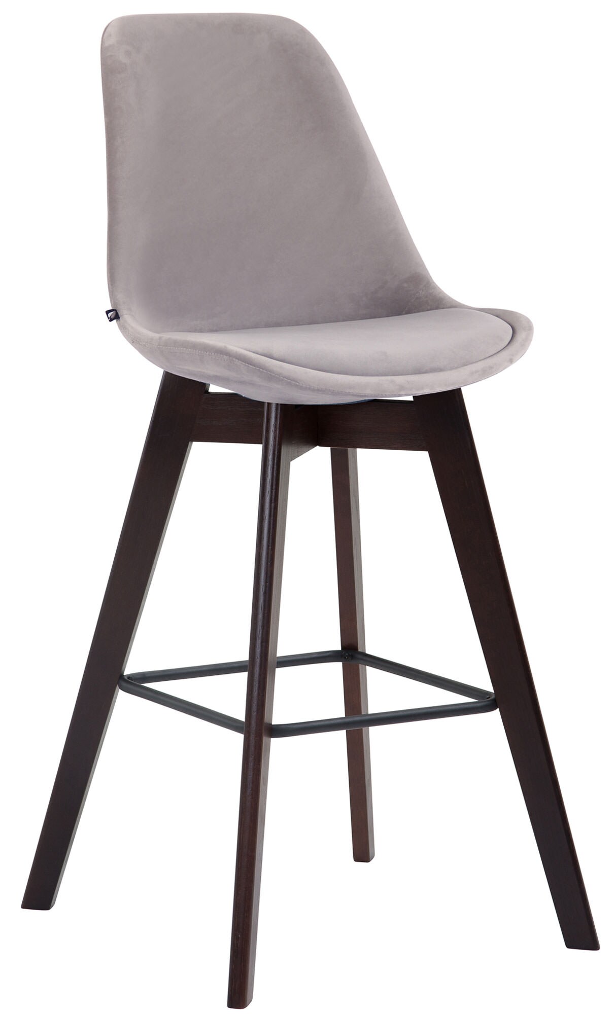 CLP Barhocker Metz Mit Samtbezug I Thekenhocker Mit Eichenholzgestell Und Fu&szlig;st&uuml;tze I Barstuhl Mit Lehne 