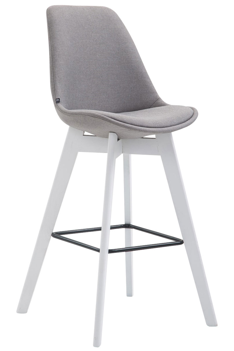 CLP Barhocker METZ mit Stoffbezug I Thekenhocker mit Eichenholzgestell und Fu&szlig;st&uuml;tze I Barstuhl mit Lehne I In verschiedenen Farben erh&auml;ltlich 