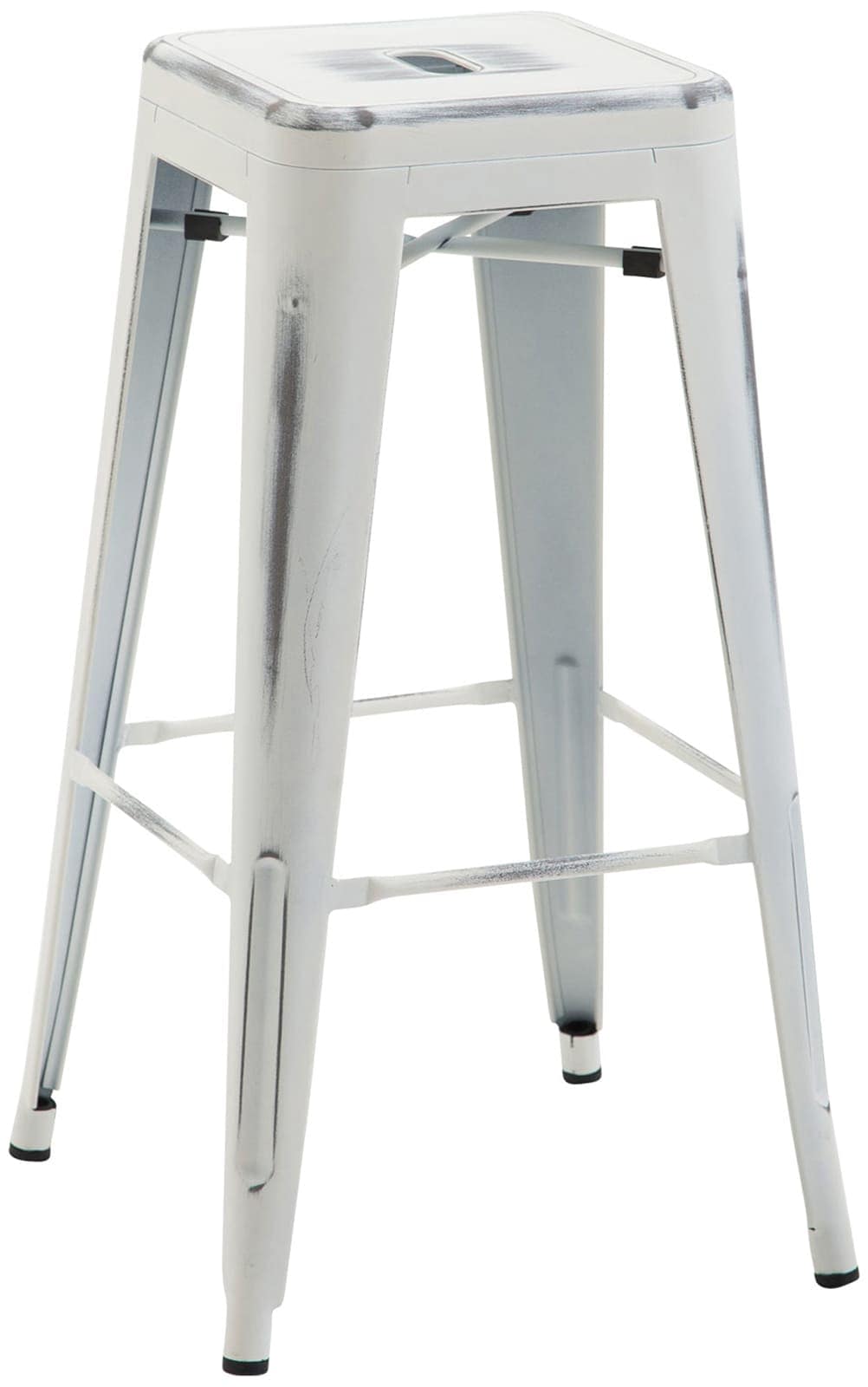 CLP Barhocker Joshua I Stapelbarer Tresenhocker aus Metall I Barstuhl mit Fußstütze I Sitzhöhe 76 cm I Stapelhocker