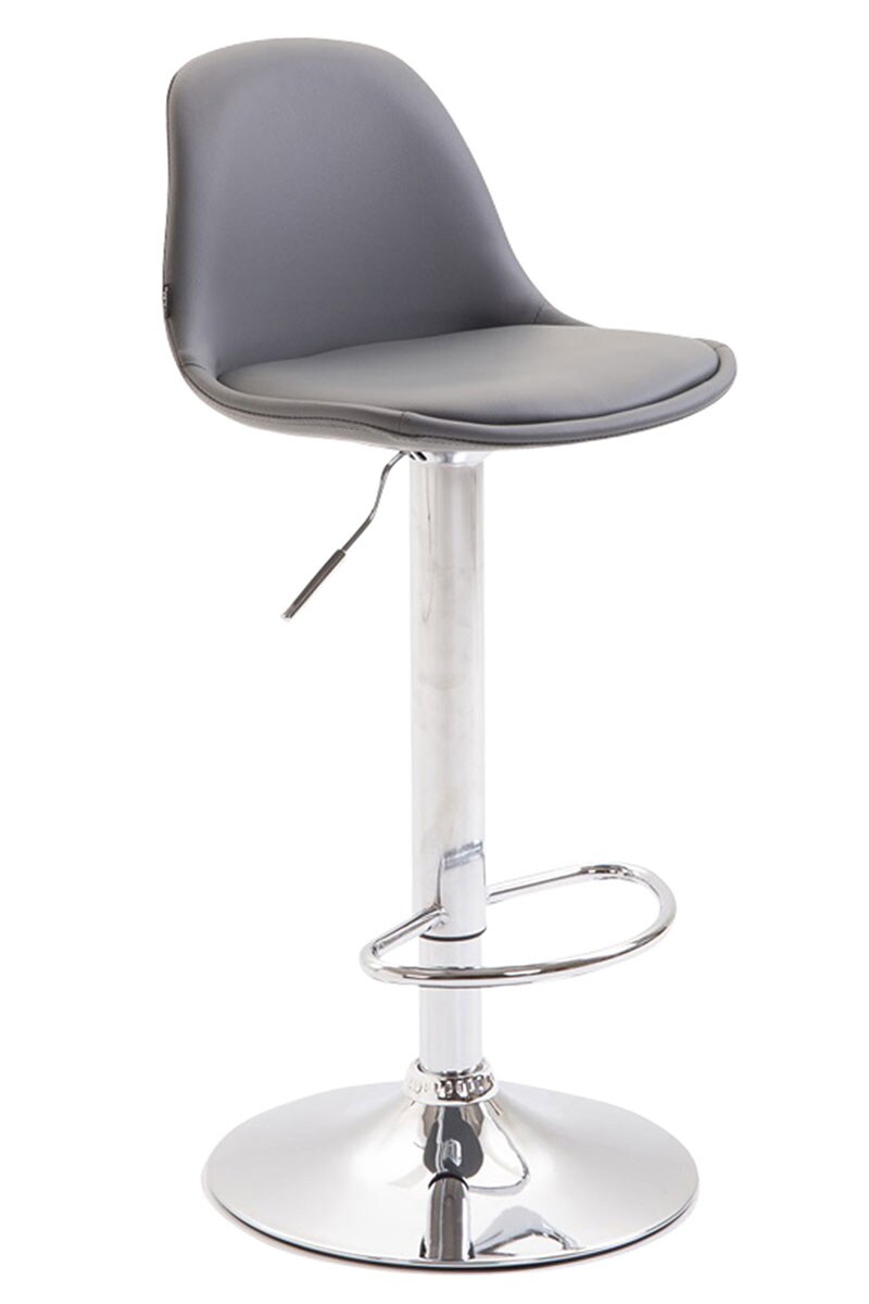 CLP Tabouret de bar Kiel assise et dossier rembourrés similicuir , Chrome/Gris