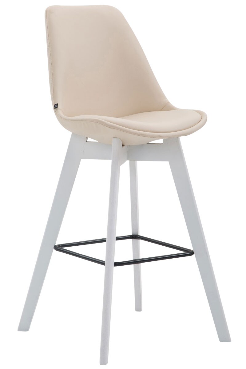 CLP Barhocker Metz I Thekenhocker Mit Vierfu&szlig;gestell Aus Eichenholz Und Fu&szlig;st&uuml;tze I Barstuhl Mit Kunstlederbezug 