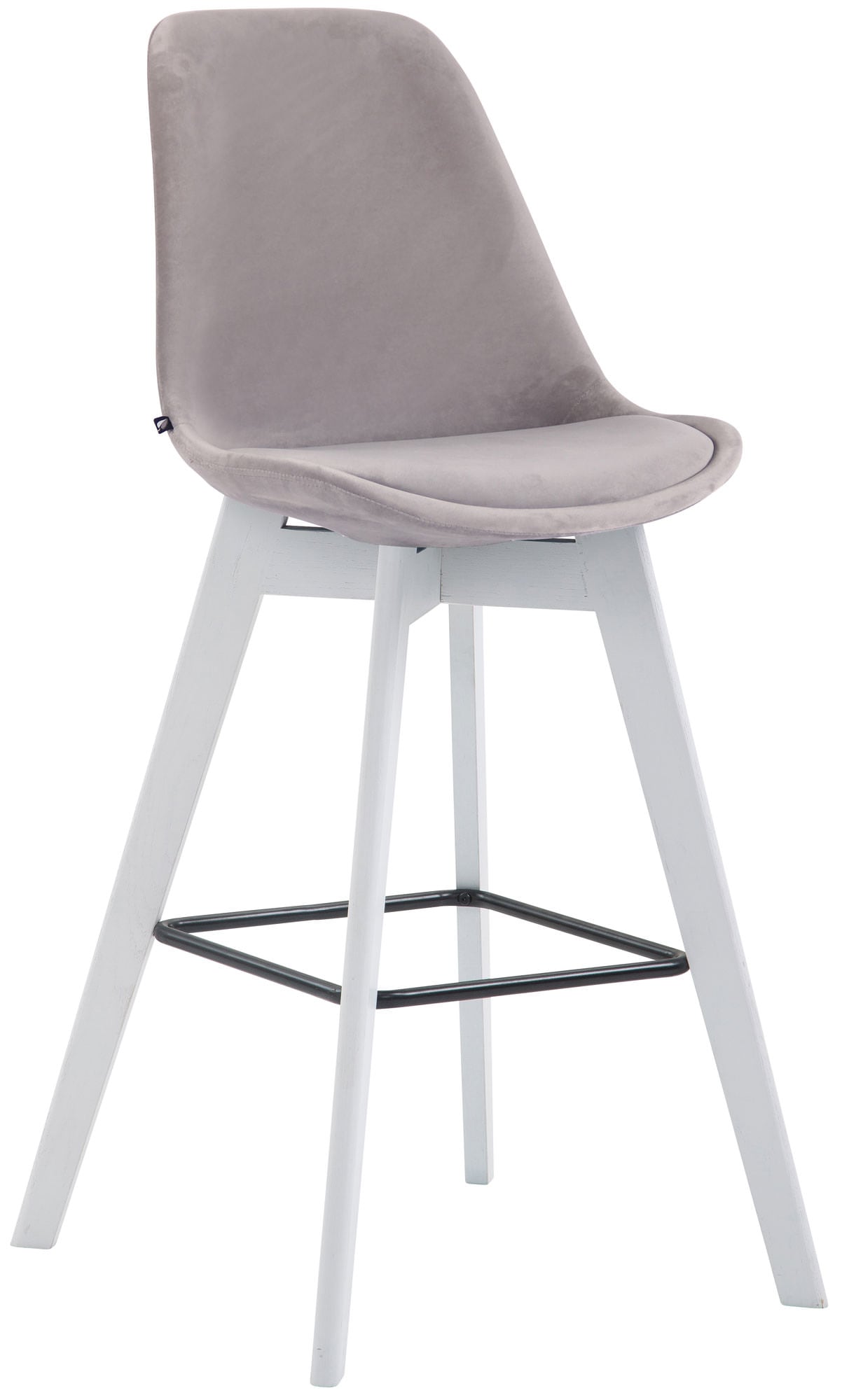 CLP Barhocker Metz Mit Samtbezug I Thekenhocker Mit Eichenholzgestell Und Fu&szlig;st&uuml;tze I Barstuhl Mit Lehne 