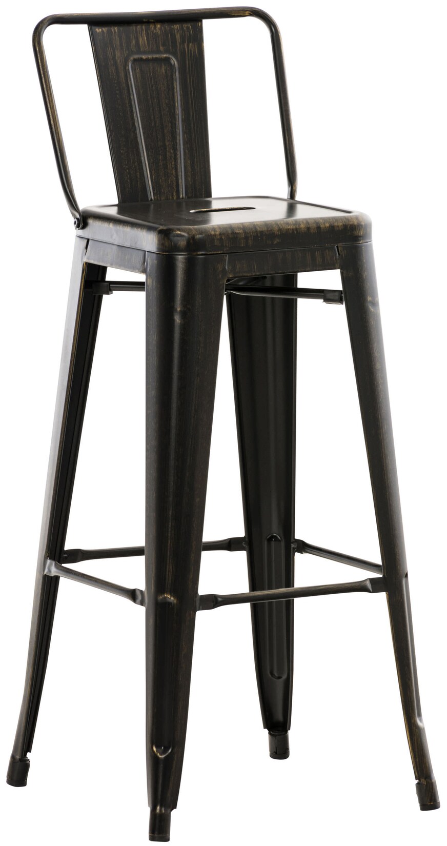 CLP Barhocker mit Lehne im Industrial-Look Mason, mit Rückenlehne und Fußablage, Barstuhl mit Rückenlehne, Tresenhocker mit Bodenschoner