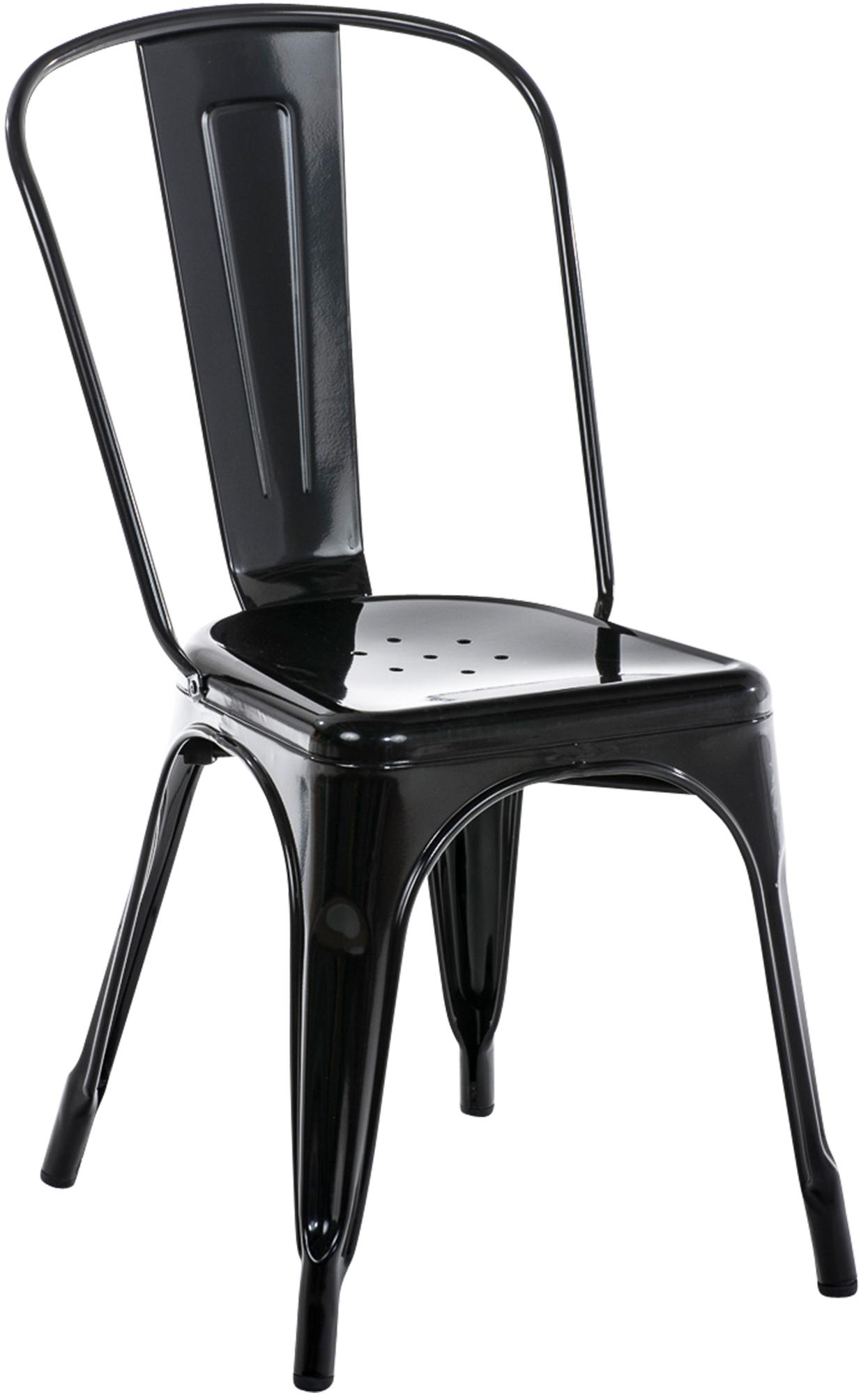 CLP Stapelstuhl Metall mit Lehne Benedikt, Bistrostuhl stapelbar f&uuml;r Gastronomie und K&uuml;che, Design-Stuhl robust belastbar bis 200 kg 
