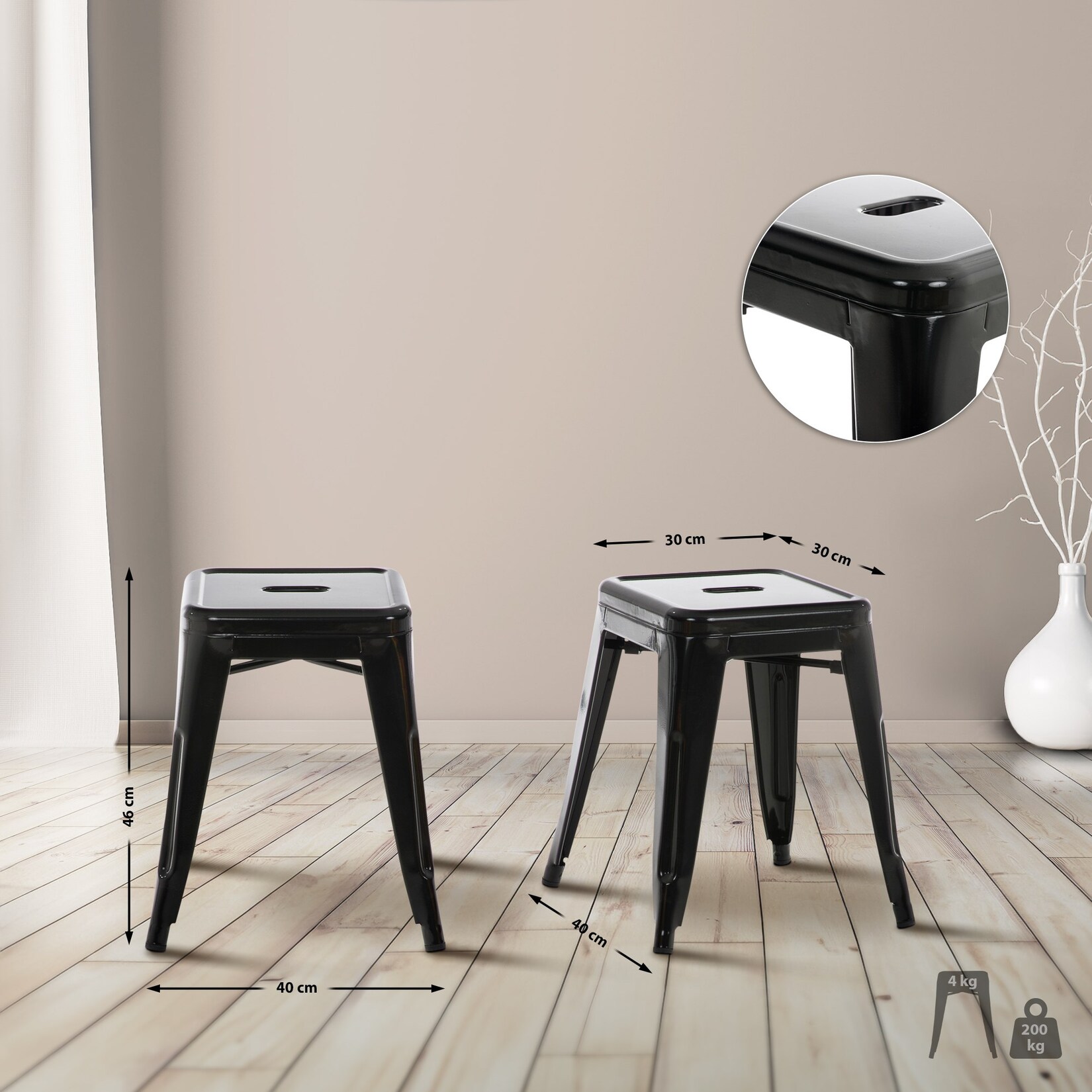 CLP Hocker Armin - Farbe: schwarz