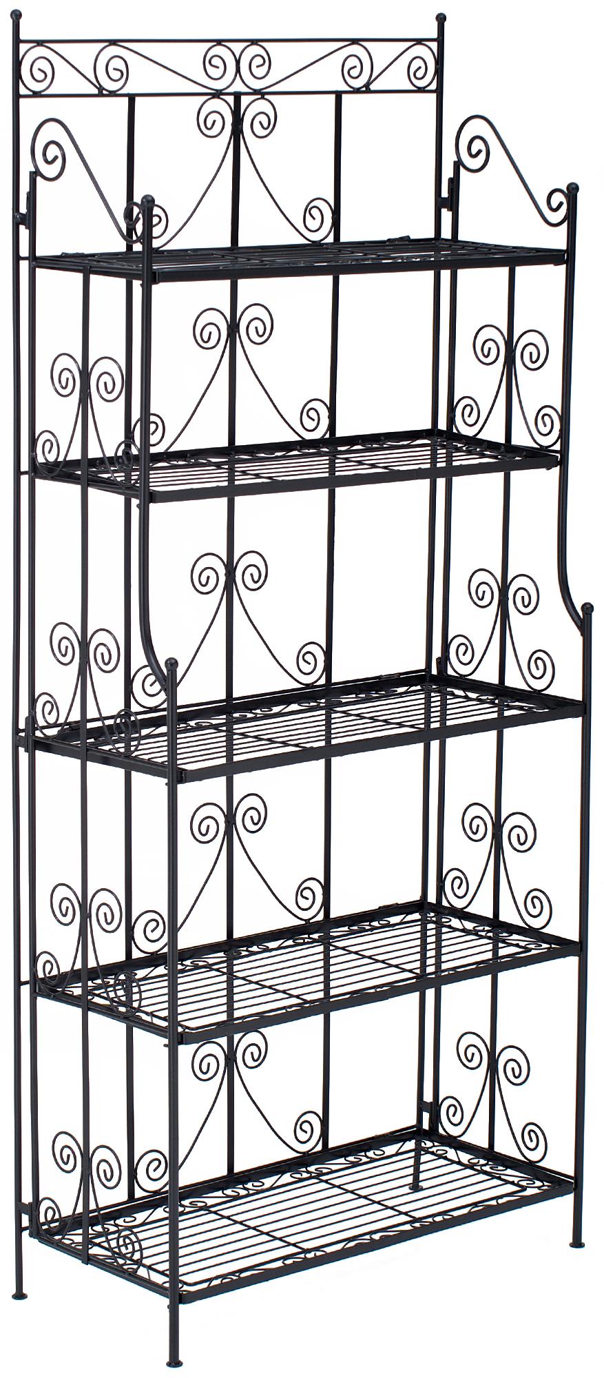 CLP Standregal Ciara I Metallregal f&uuml;r Pflanzen im Landhausstil I Regal f&uuml;r Balkon, Terrasse, Veranda und Garten I 5 klappbare B&ouml;den 