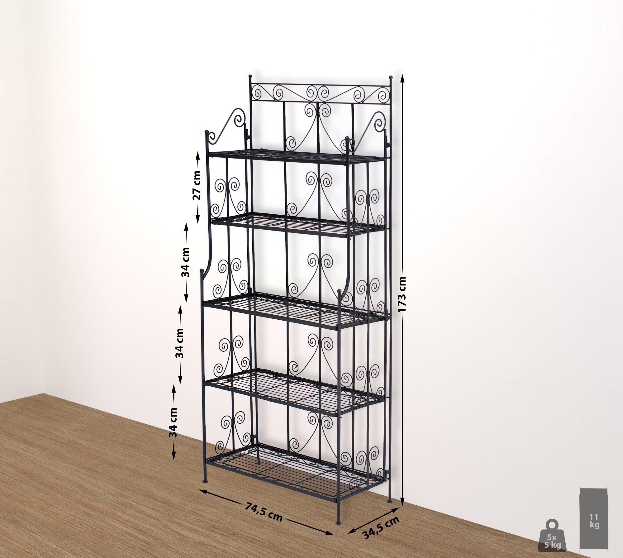 CLP Standregal Ciara I Metallregal für Pflanzen im Landhausstil I Regal für Balkon, Terrasse, Veranda und Garten I 5 klappbare Böden bei Marktkauf online bestellen