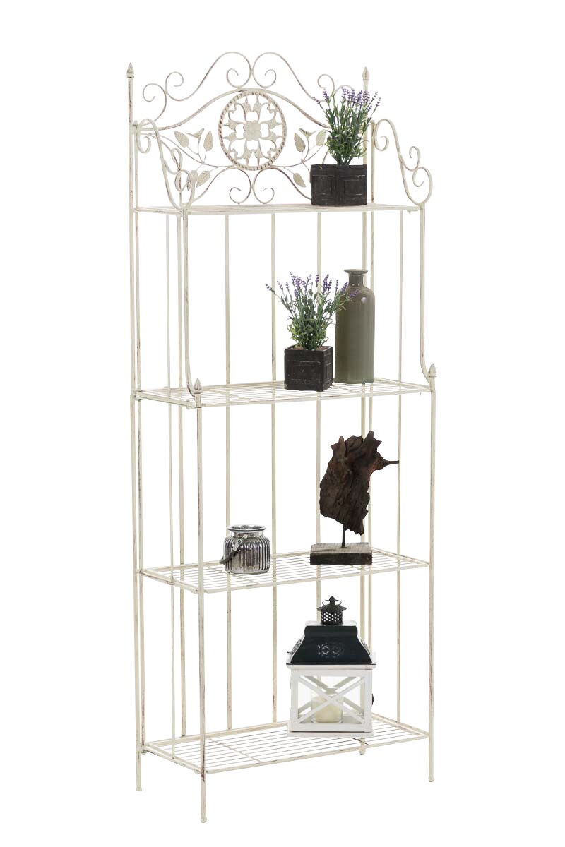 CLP Standregal FLORA aus Eisen I Klappregal mit 4 Ablagef&auml;chern im Landhausstil I In verschiedenen Farben erh&auml;ltlich 