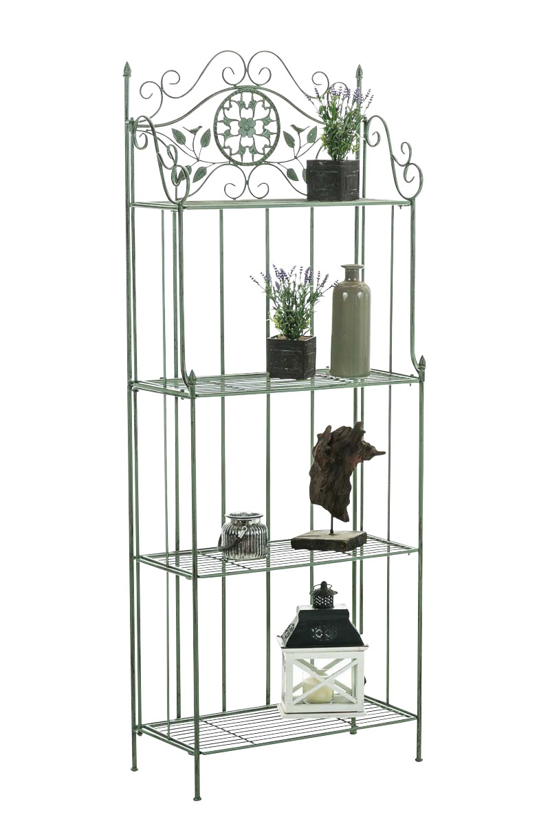 CLP Pflanzenregal Metall klappbar Flora, Blumenregal 4 Ebenen, Standregal im Landhausstil, für Garten, Balkon, Terrasse, Indoor & Outdoor