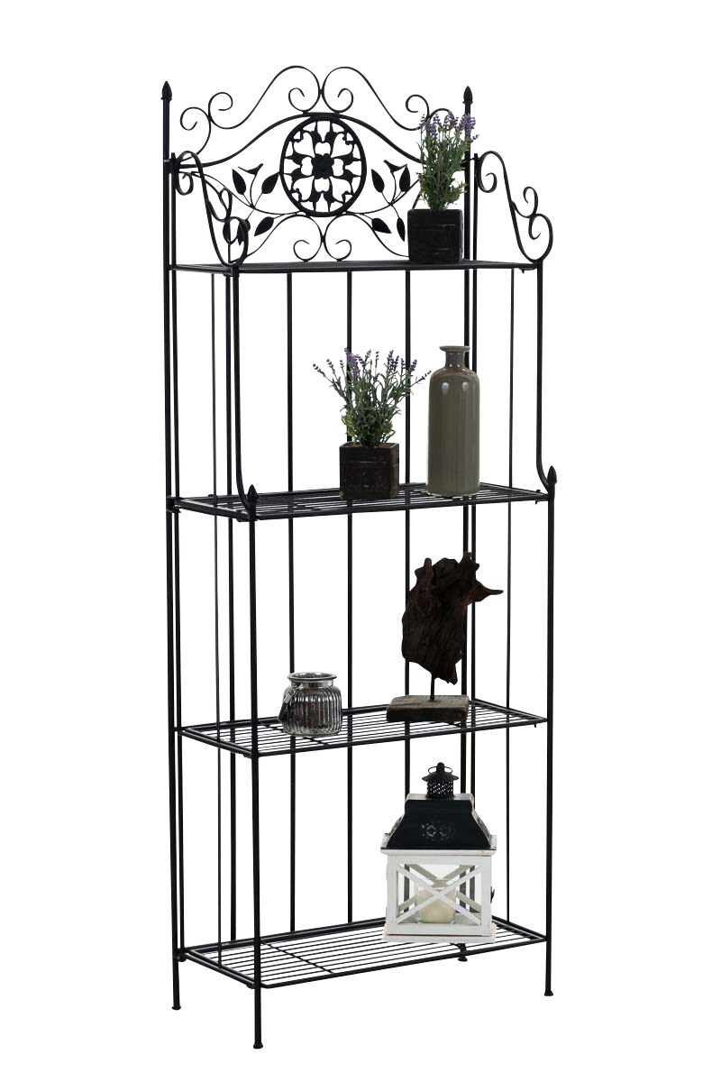 CLP Pflanzenregal Metall klappbar Flora, Blumenregal 4 Ebenen, Standregal im Landhausstil, für Garten, Balkon, Terrasse, Indoor & Outdoor