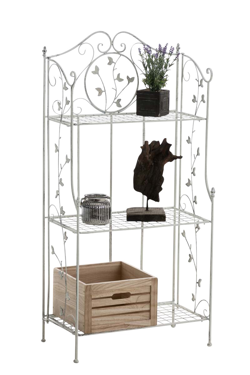 CLP REUS stabiles Standregal im Landhausstil I Klappbares Eisenregal mit 3 Regalb&ouml;den I In verschiedenen Farben erh&auml;ltlich 